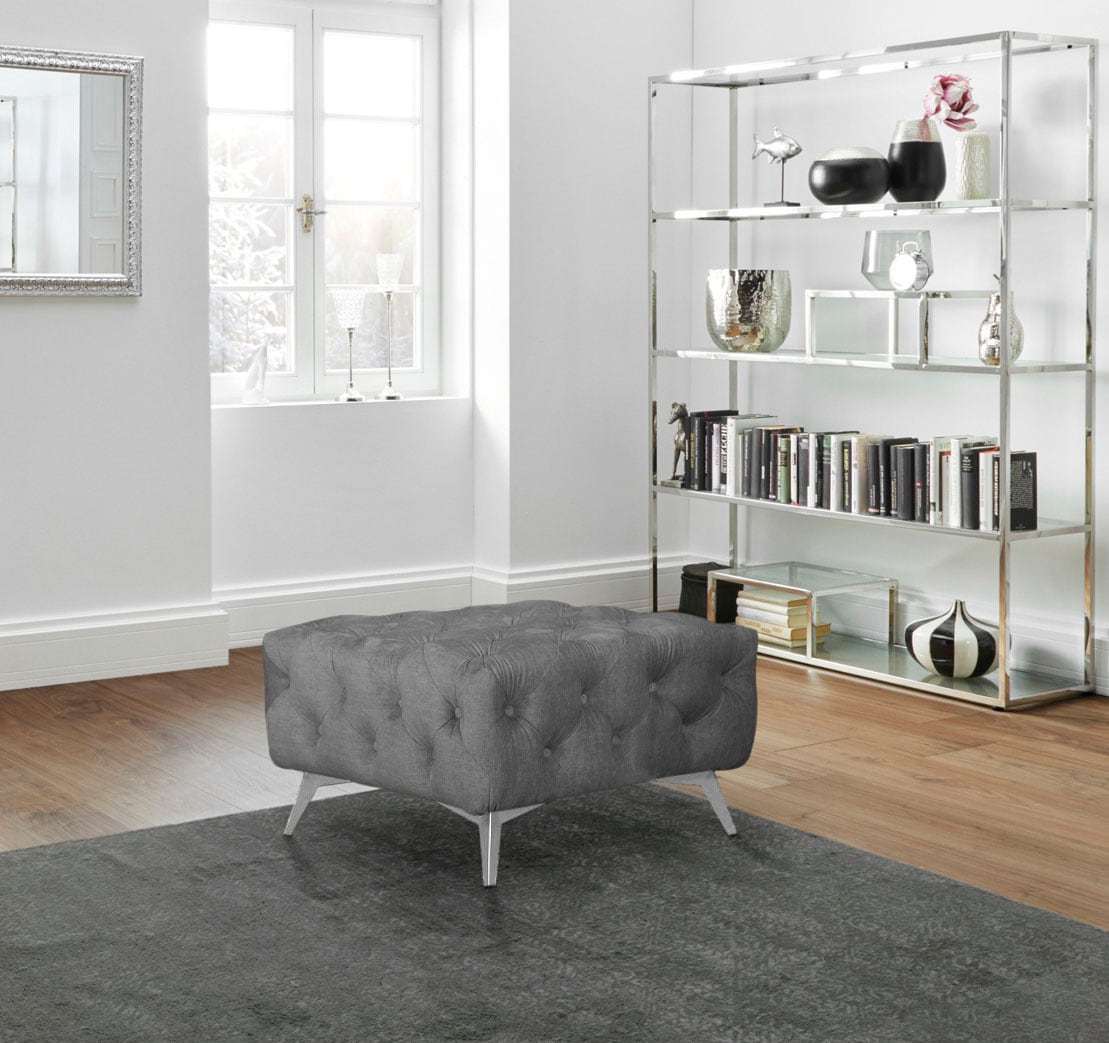 Leonique Polsterhocker »Glynis«, aufwändige Knopfheftung, moderne Chesterfield Optik, Fußfarbe wählbar