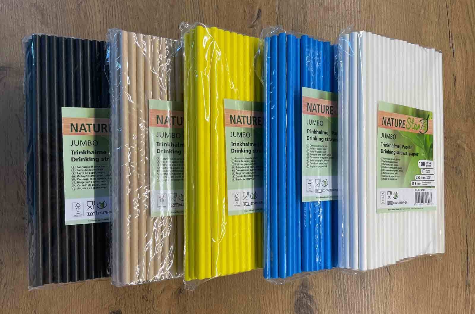 LUXENTU Trinkhalme »Papier-Trinkhalme Jumbo 20 cm 100er Set« Aus stabilem und hochwertigem Papier, ungebleicht, frei von Chemikalien, 100% biologisch abbaubar, absolut geschmacksneutral