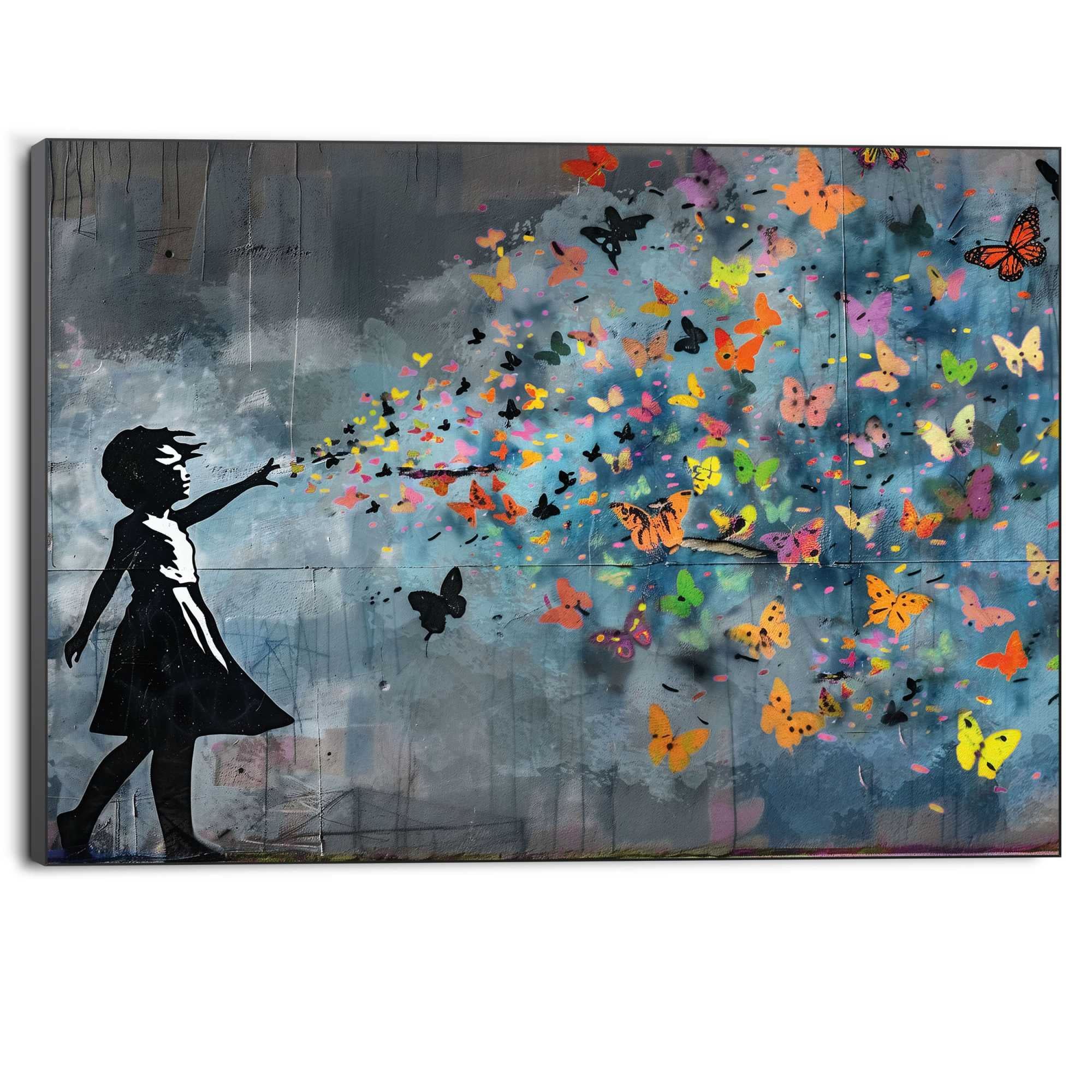 Reinders Wandbild "Streetart-Schmetterlinge" Hobbyraum - Inspiriert von Banksy - Mehrfarbig - MDF - 140x100 cm