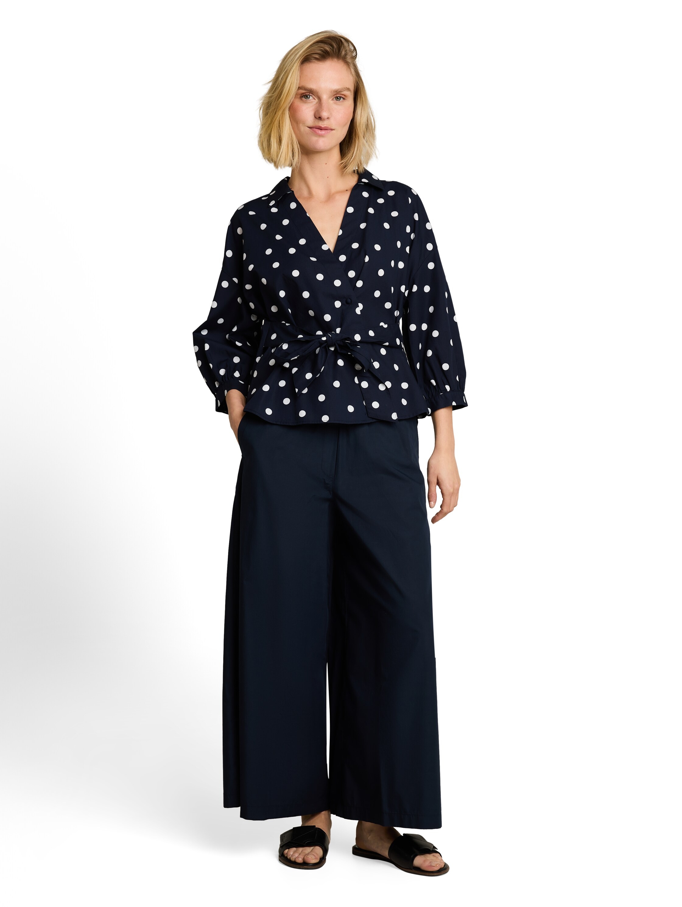 TOM TAILOR Schlupfbluse Sommerbluse mit V-Ausschnitt und Bindeband