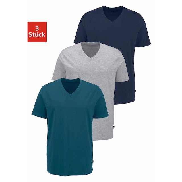 Bruno Banani T-Shirt, (3 tlg., 3er-Pack), mit V-Ausschnitt, perfekte  Passform, aus elastischer Baumwolle bei