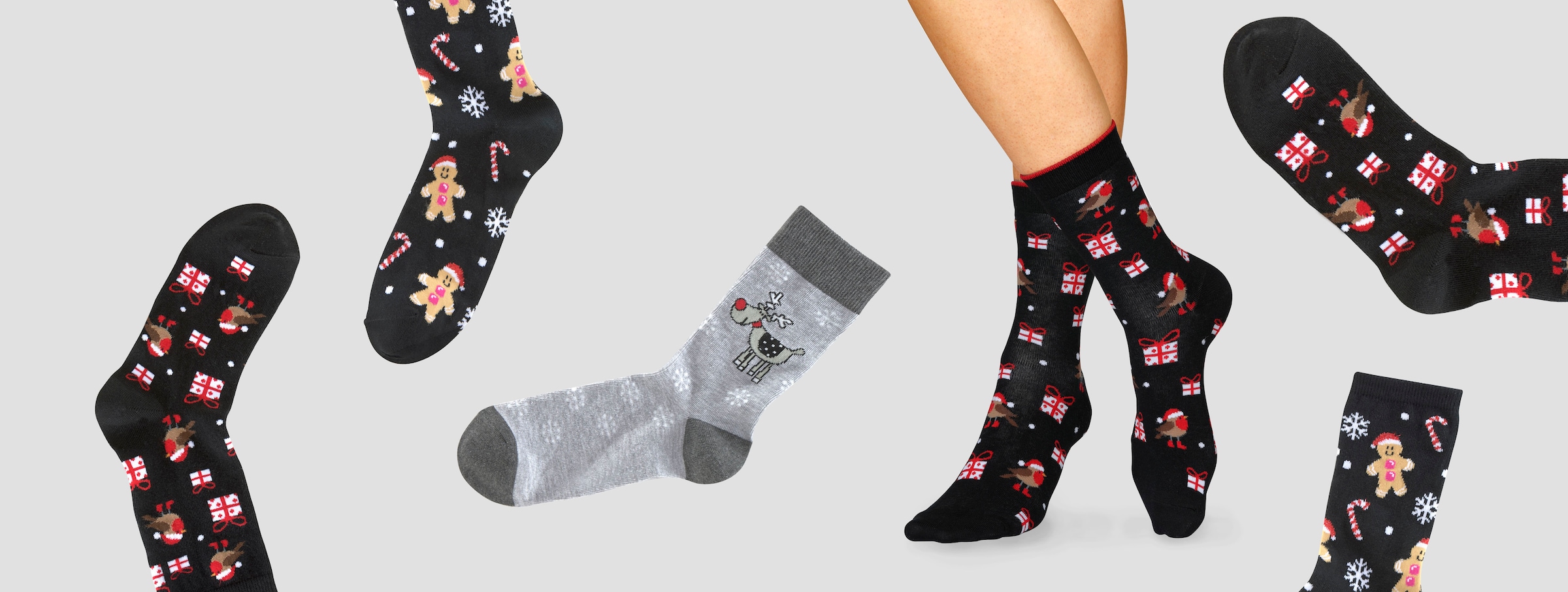 H.I.S Socken, (Packung, 3 Paar), mit lustigen Weihnachtsmotiven