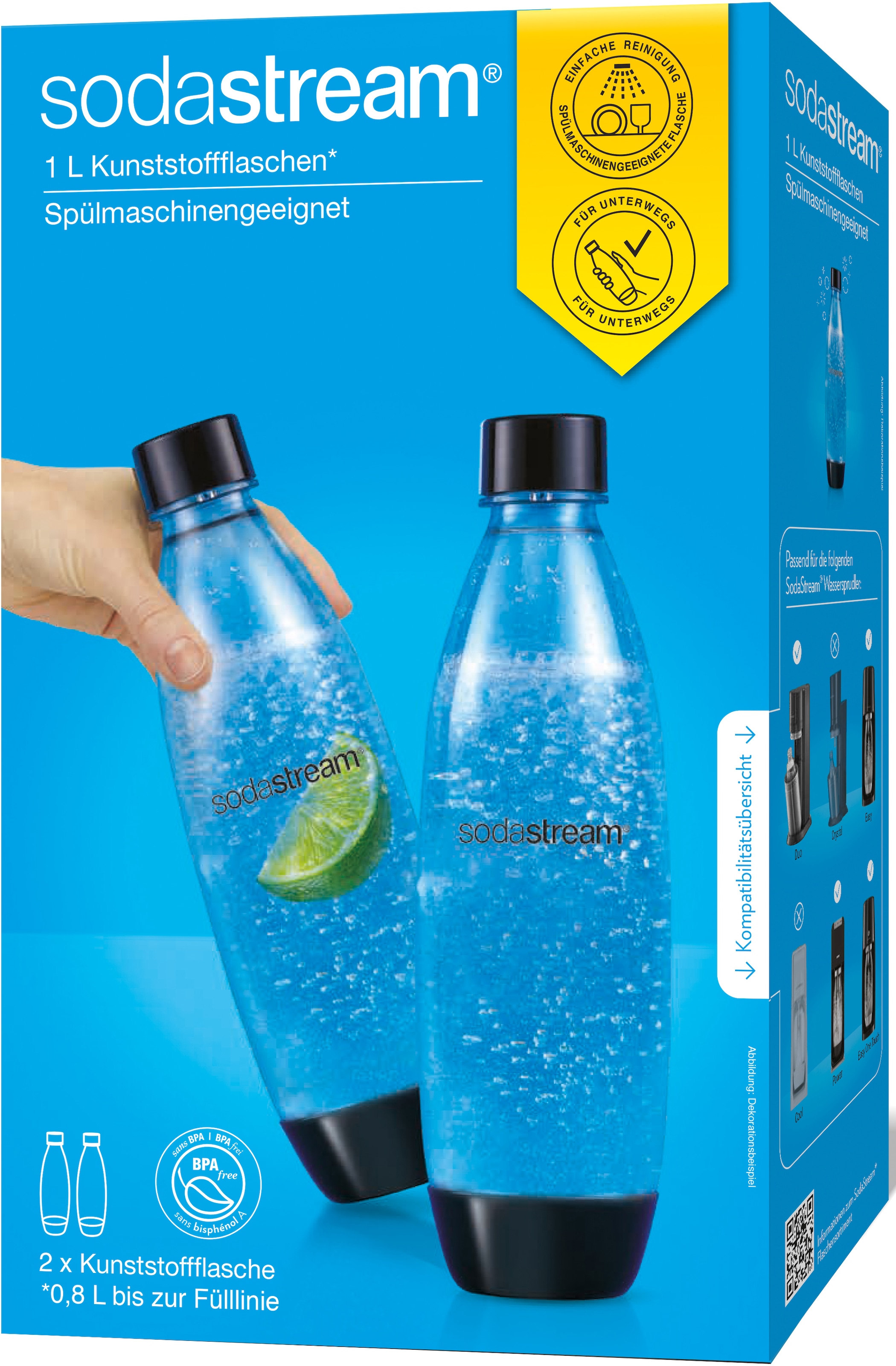 SodaStream Wassersprudler Flasche »DuoPack Fuse« Kunststoff,Ersatzflaschen für SodaStream Wassersprudler + PET-Flaschen