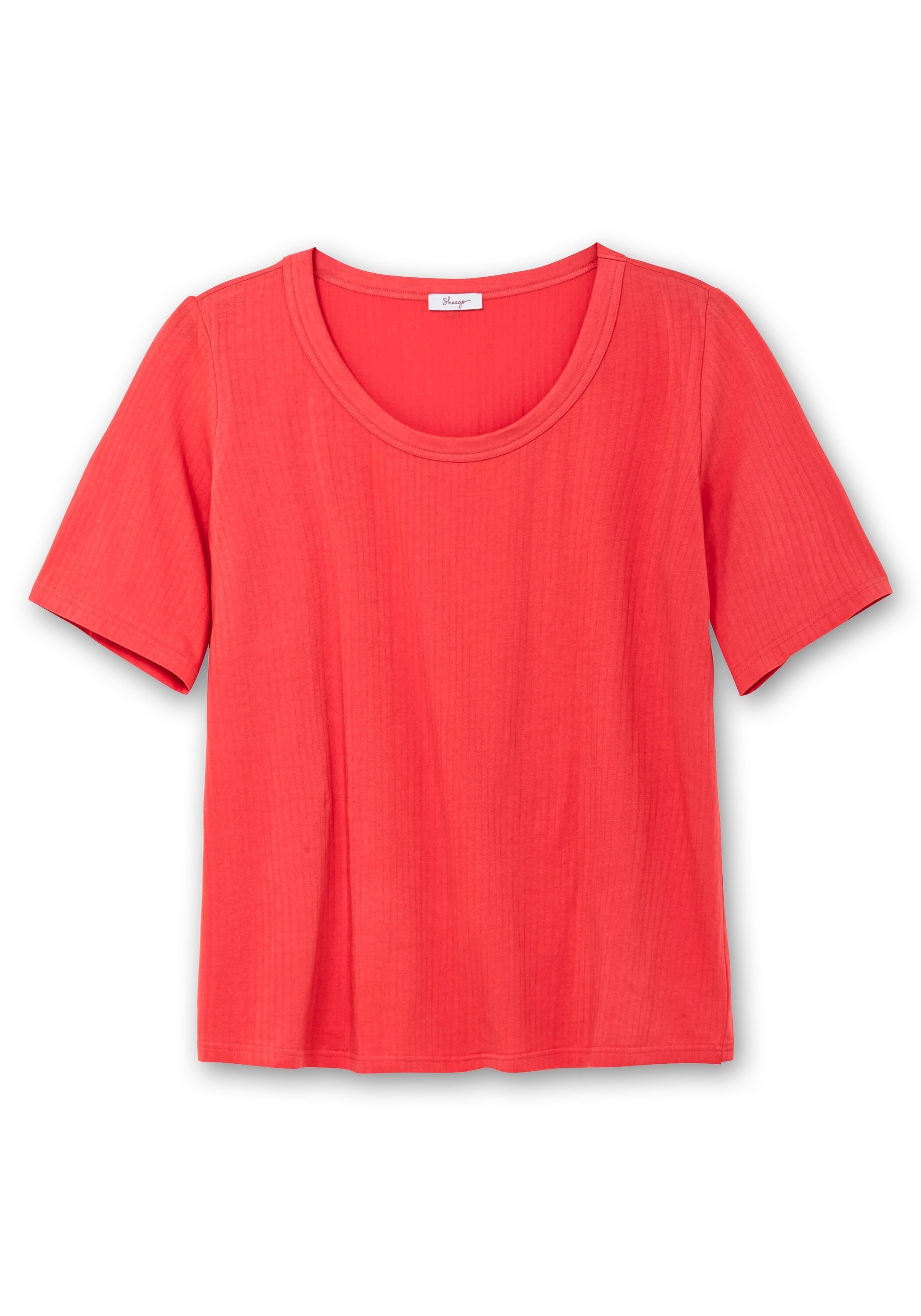 Sheego T-Shirt »Shirt mit weitem Rundhalsausschnitt, in Rippstruktur«