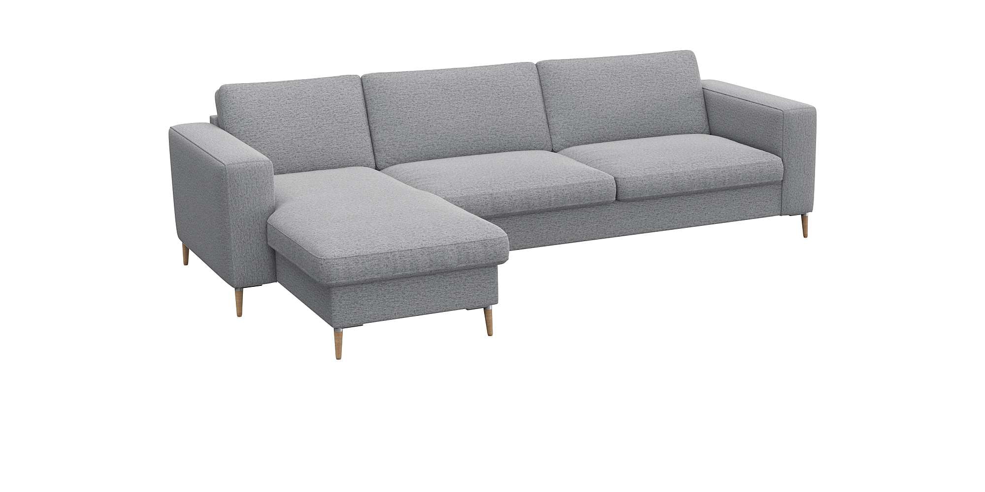 FLEXLUX Ecksofa »Fiore, Sitzaufbau mit hochwertigem Kaltschaum für mehr Sitzkomfort«, breite Armlehnen, L-Form, Füße Alu+ Eiche