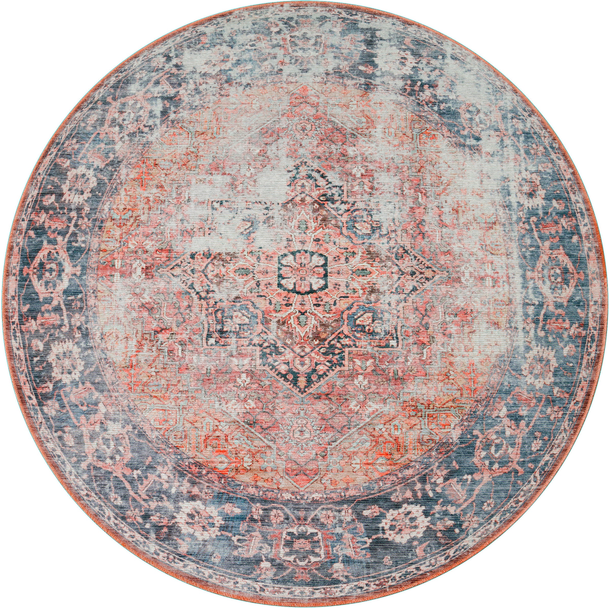 Paco Home Teppich »Lyon 333«, rund, 4 mm Höhe, Kurzflor, Orient-Optik, Vintage Design, waschbar