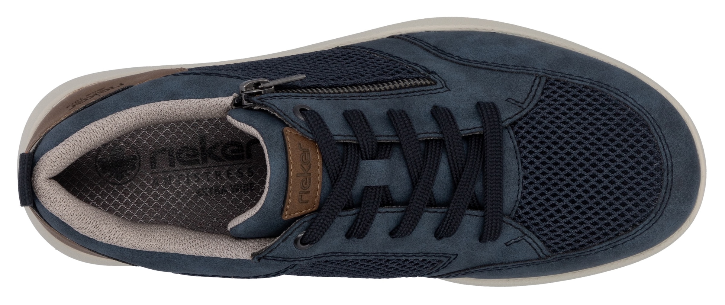 Rieker Sneaker, Halbschuh, Freizeitschuh, Schnürschuh mit seitlichem Reißverschluss