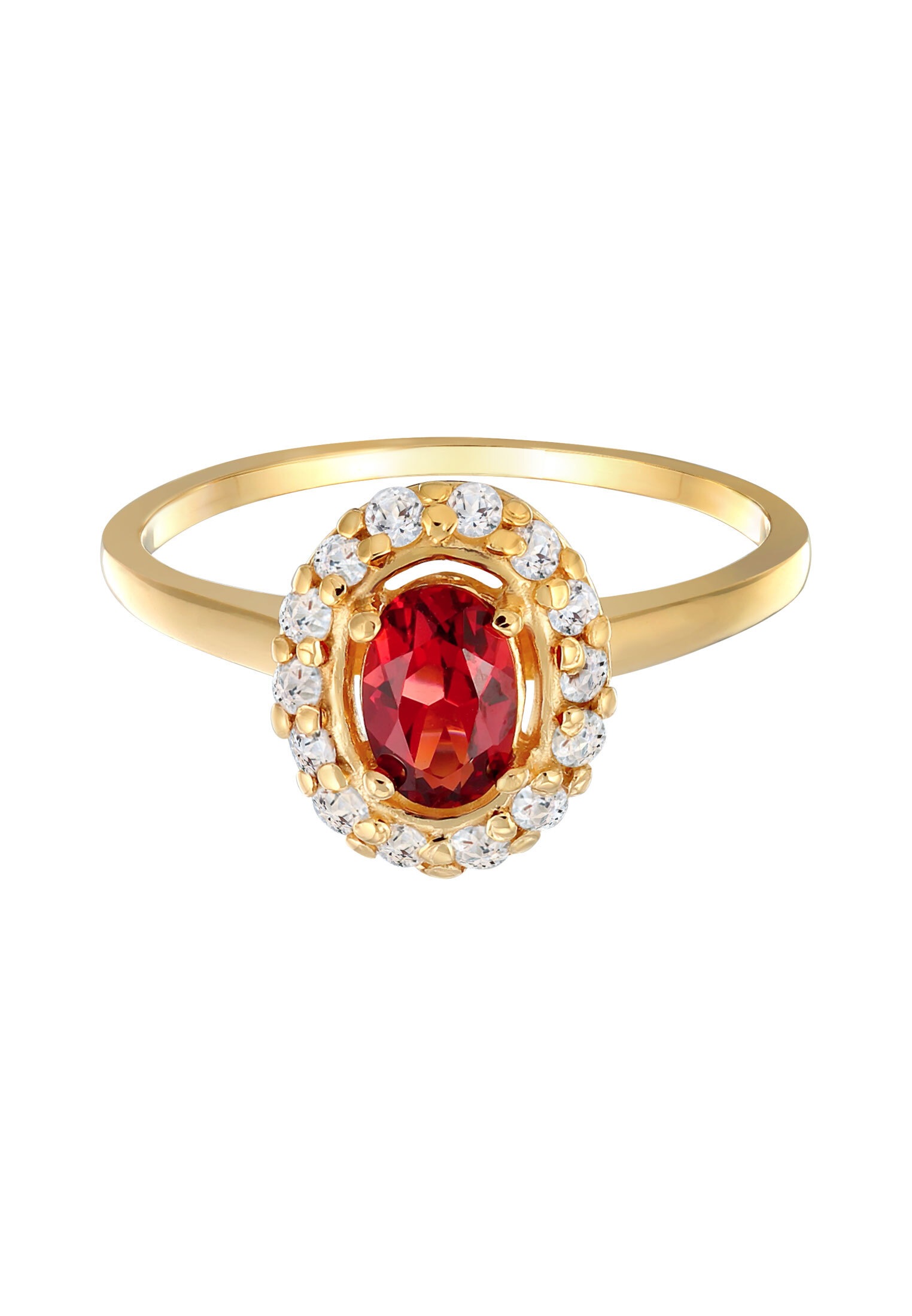 Elli Premium Silberring »Ring Granat Topas Klassik 585 Gelbgold«