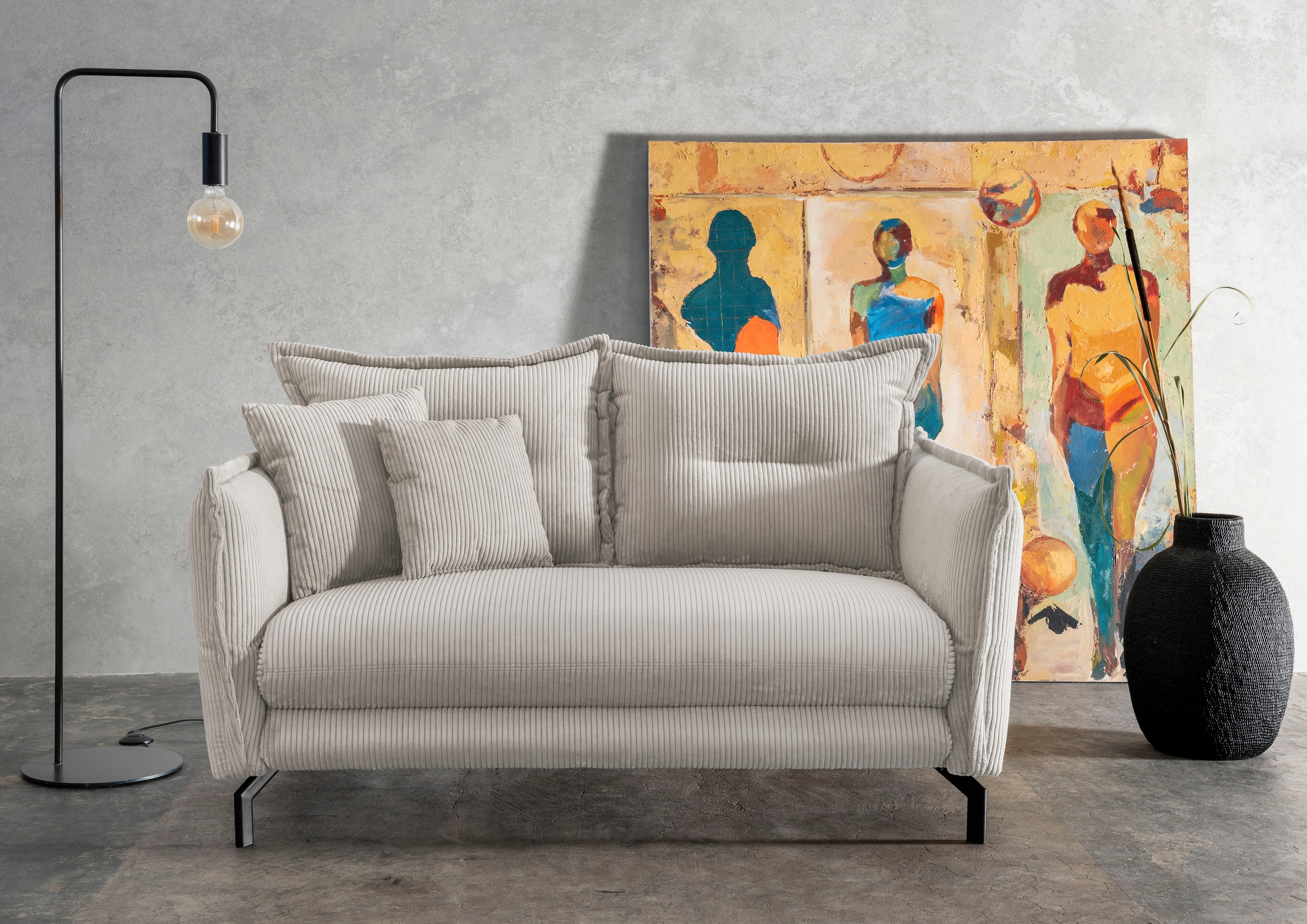 Home affaire Sitzgruppe »LAVA modern und elegant, aktuelle Kissenoptik« 3-Sitzer und 2-Sitzer, 2 tlg. tlg. Armlehnen verstellbar