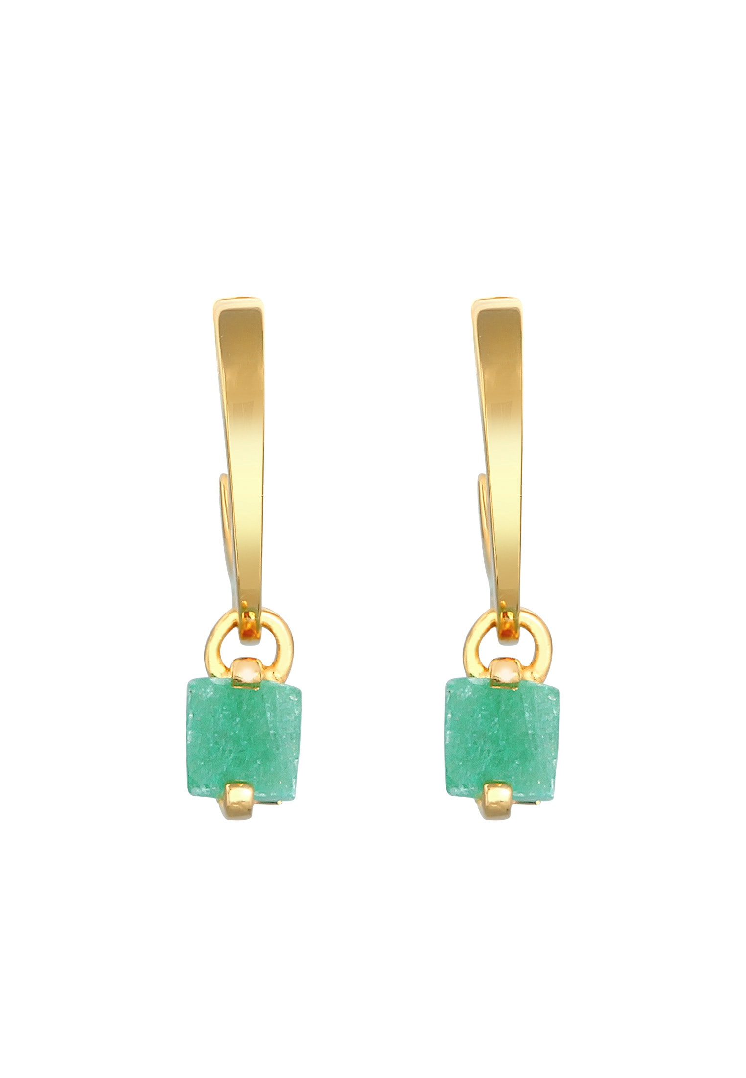 Elli Premium Paar Creolen »Ohrringe Creolen Stecker Jade Pyramide 925 Silber vergoldet«