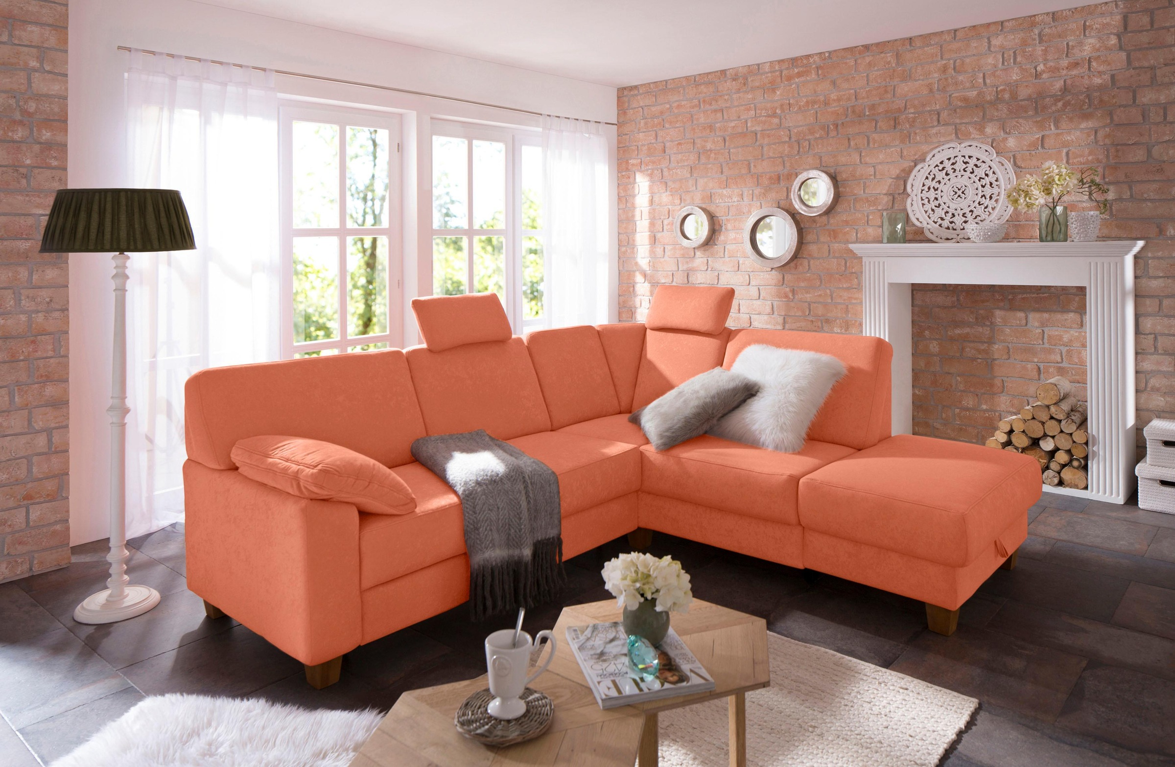 Home affaire Ecksofa »Belfort L-Form« mit Federkern, wahlweise mit Schlaffunktion und Stauraum