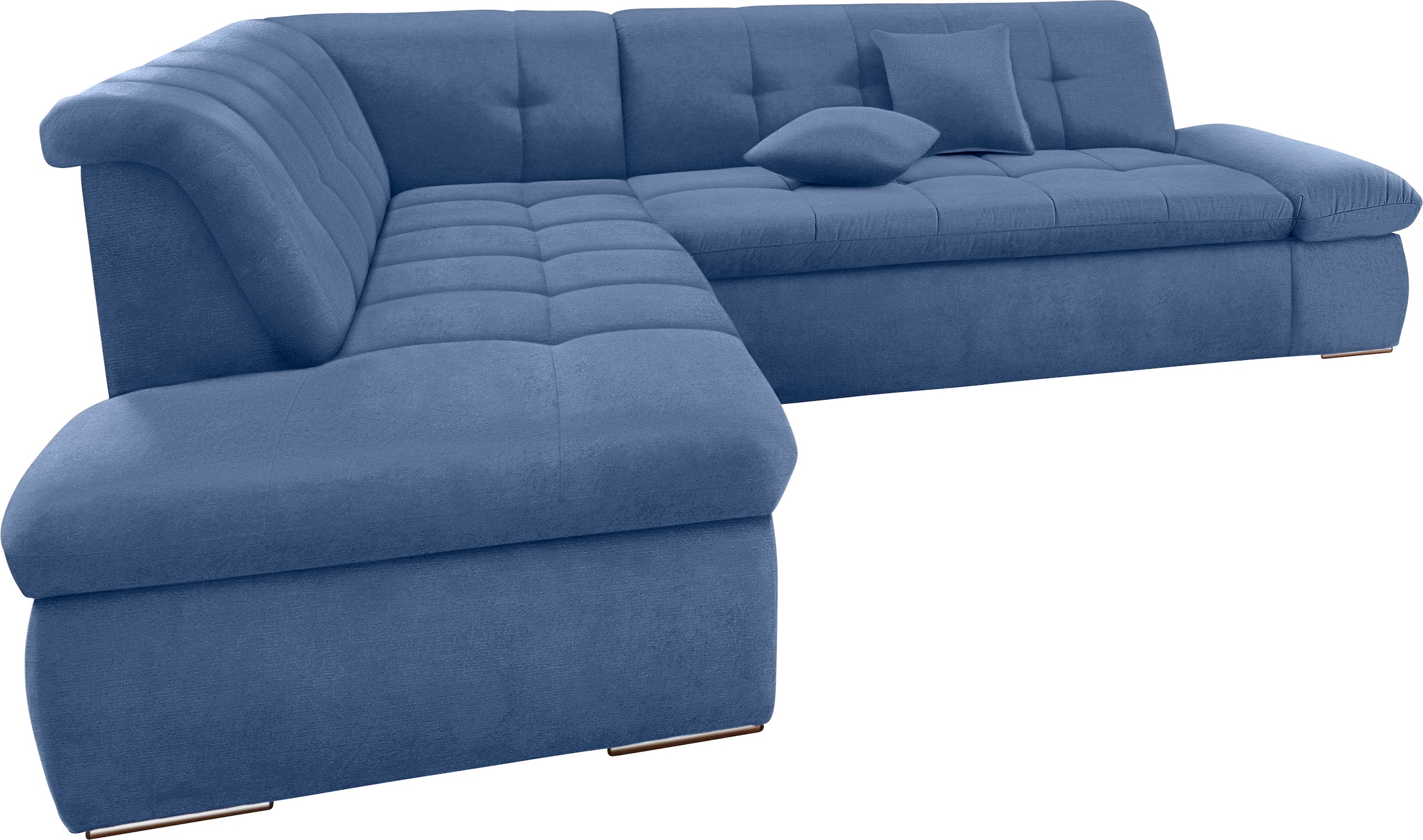 DOMO collection Ecksofa »Moric Luxus incl. Zierkissen B/T/H: 273/216/80 cm«, XXL, L-Form, bis 140kg pro Sitzplatz belastbar, Ottomanen-Abschluss