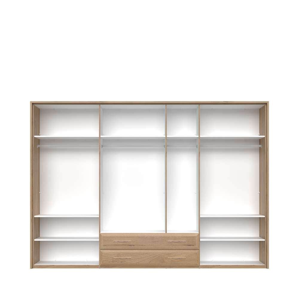 Home affaire Kleiderschrank »Gala, beige hochglänzend UV lackiert, kratzfest, FSC-zertifiziert«, (abgerundete Schubladen aus MDF im Holzdekor, soft-close), mit Beleuchtung und Passpartourahmen, hoher Schrank (224cm), 4 Breiten
