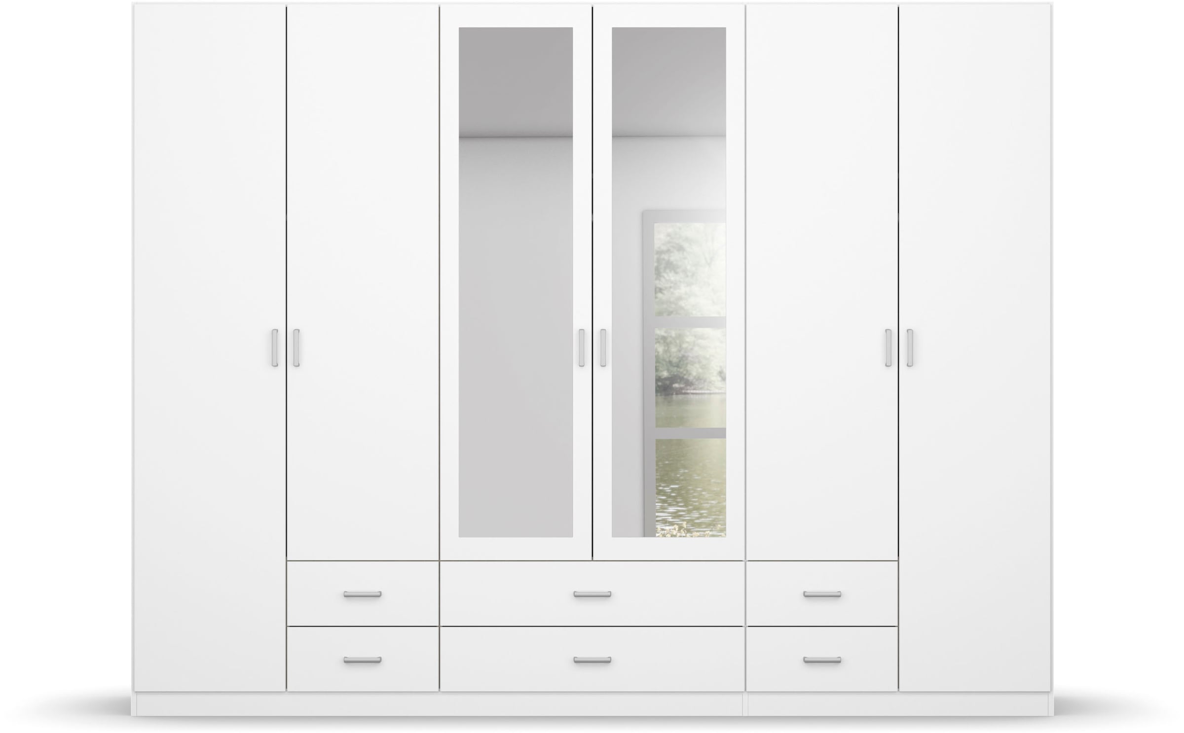 rauch Kleiderschrank »Schrank Garderobe Ankleide GAMMA Breiten 91/136/181/226/271/315/360 cm« in 3 Ausstattungen BASIC/CLASSIC/PREMIUM (inkl. SOFT-CLOSE-Funktion),  verschiedene Griff-Varianten, mit Spiegel TOPSELLER MADE IN GERMANY