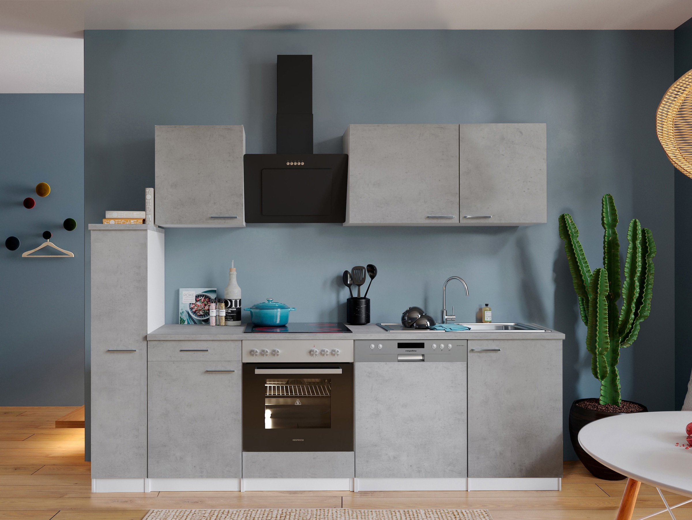 RESPEKTA Küchenzeile »Malia« Breite 250 cm, 85 cm Arbeitshöhe, in exklusiver Konfiguration für OTTO