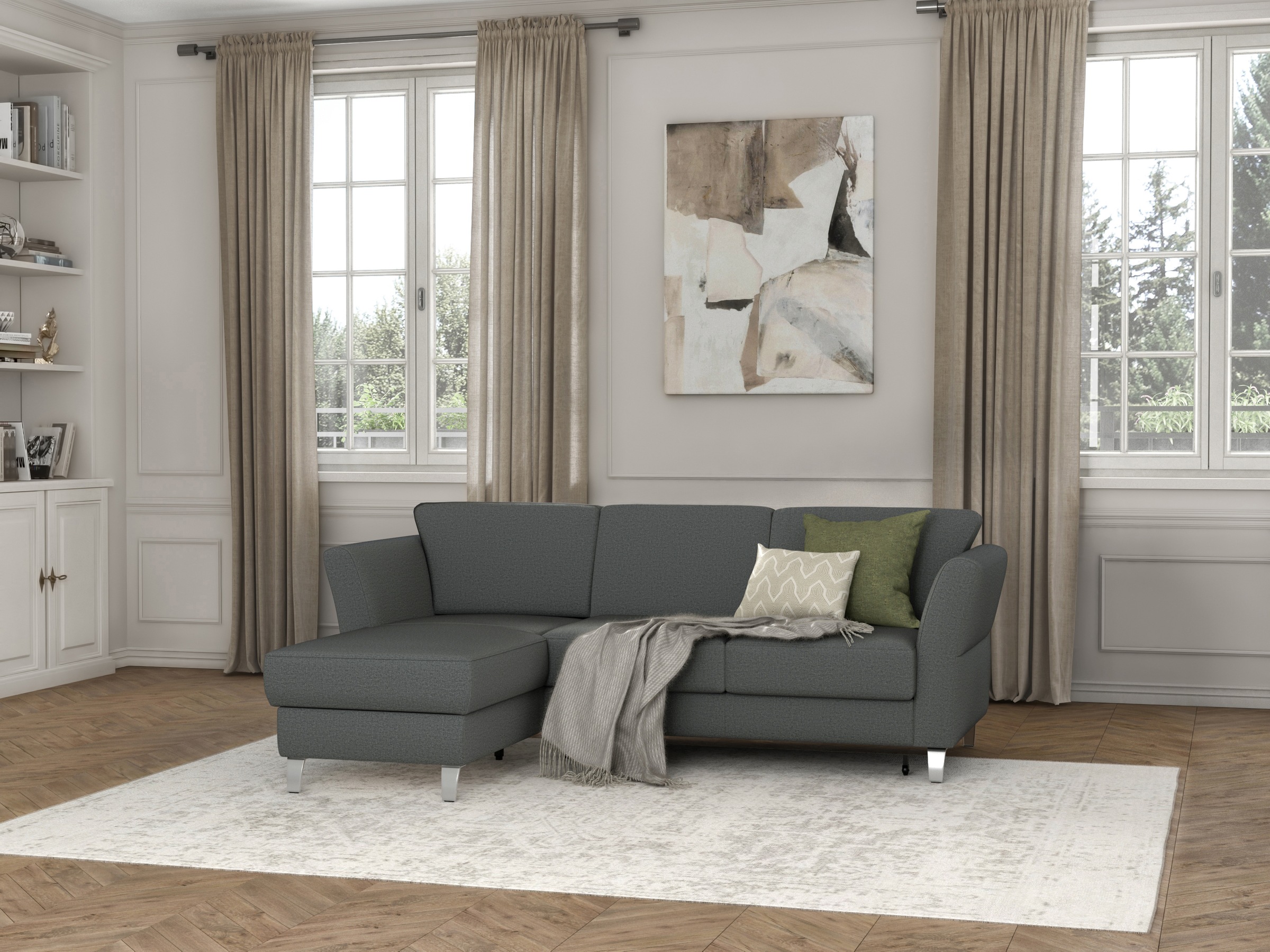 sit&more Ecksofa »Visby L-Form«, wahlweise mit Bettfunktion und Bettkasten, frei im Raum stellbar