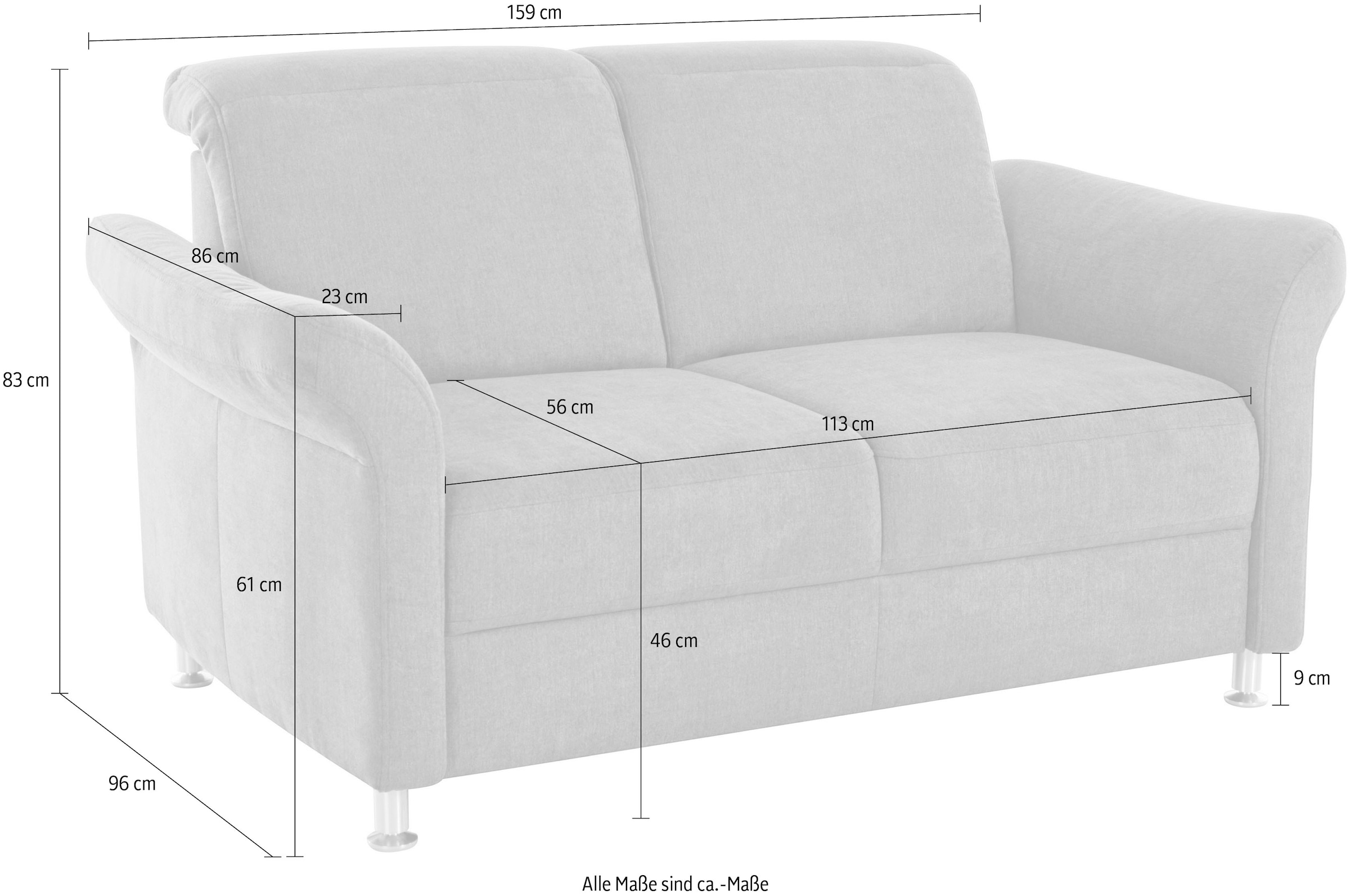 sit&more 2-Sitzer »Darwin« inklusive Federkern, wahlweise mit Kopfteilverstellung
