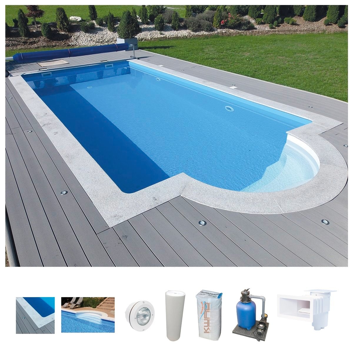 Schwimmbecken »STYROPOR®STEIN POOL ALL INCLUSIVE, BxLxH: 350x700x150 cm«, (Set), mit...