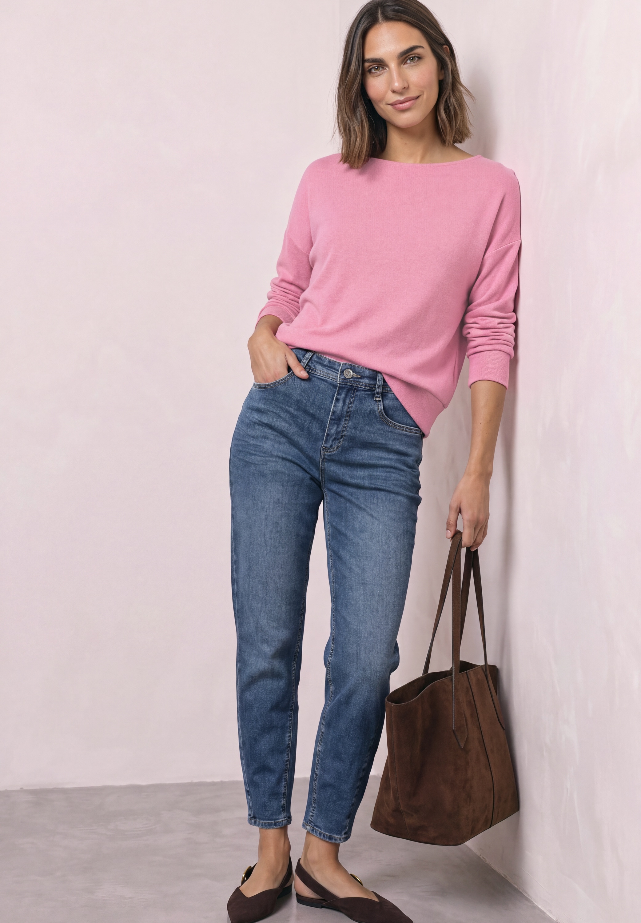 STREET ONE Langarmshirt mit Elastikbund