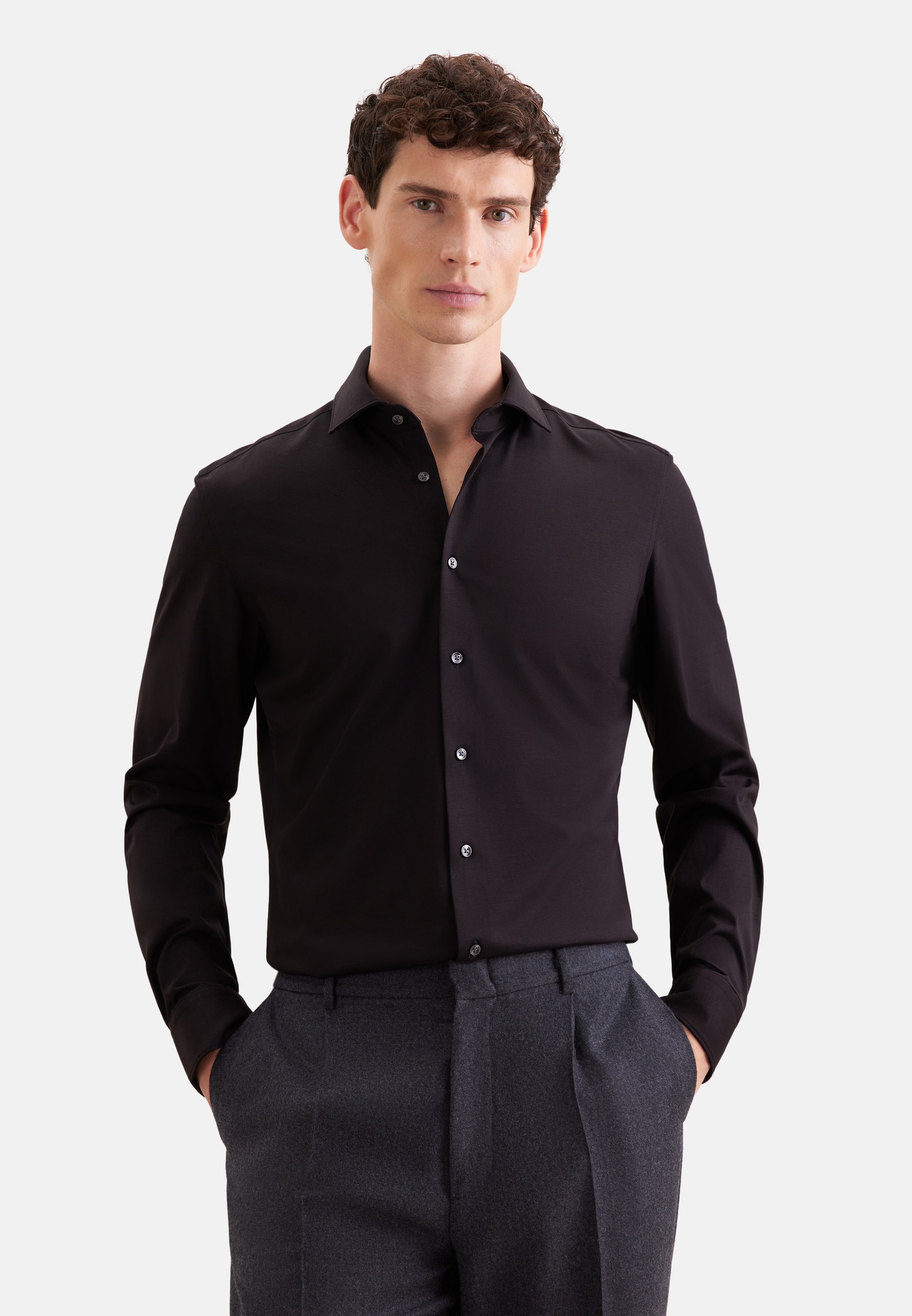seidensticker Businesshemd »Schwarze Rose« Slim 1/1 Extra lang Kentkragen Uni