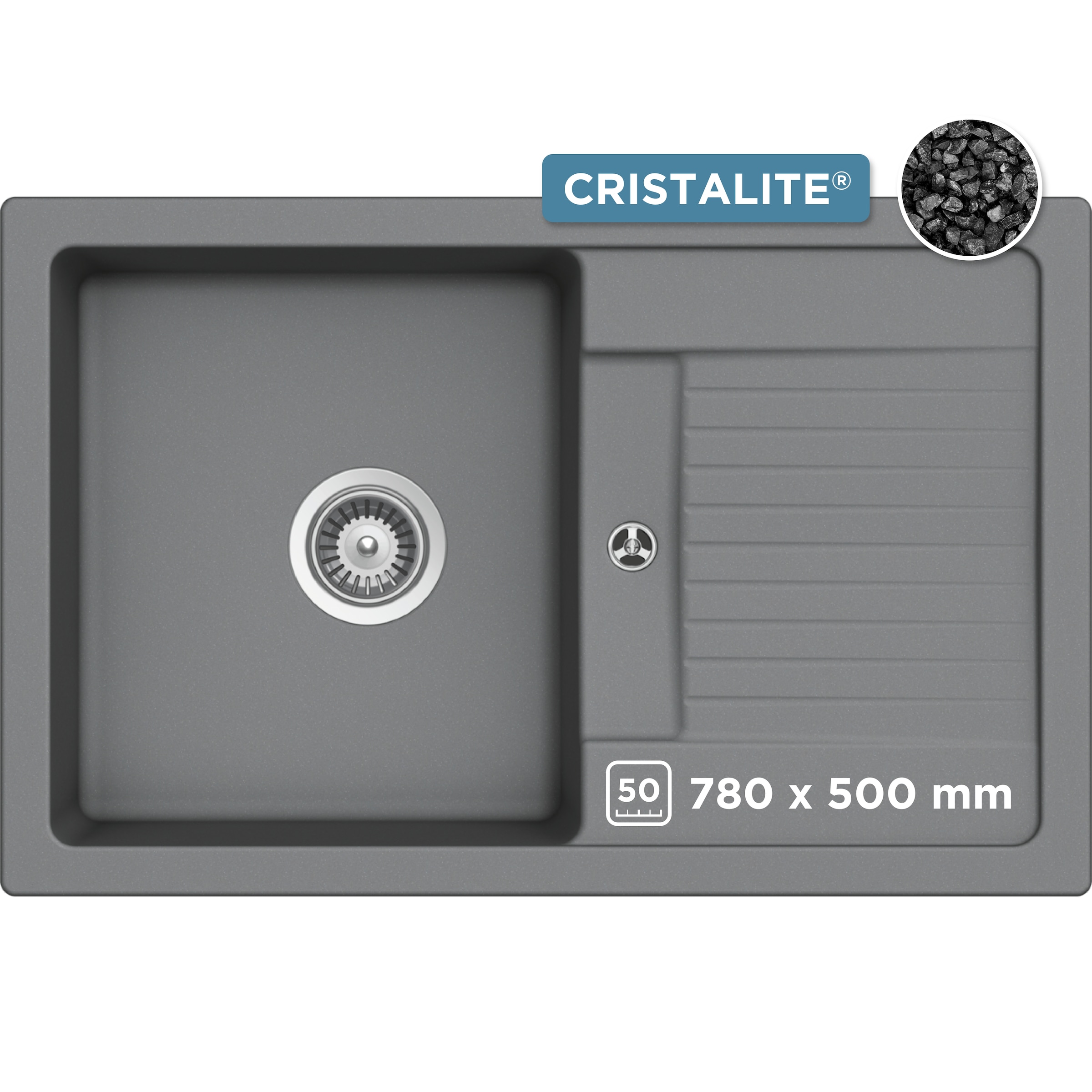 Schock Granitspüle "Lima D-100S" 78/50 cm, Auflagespüle