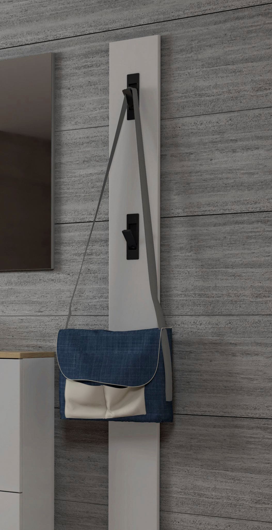 Home affaire Garderobenpaneel »SPACE, Garderobenleiste, Wanpaneel, Wandgarderobe, Garderobenleiste« 1 Stk. tlg. mit 3 Klapphaken, Hochglanz lackiert, 15x2x170 cm