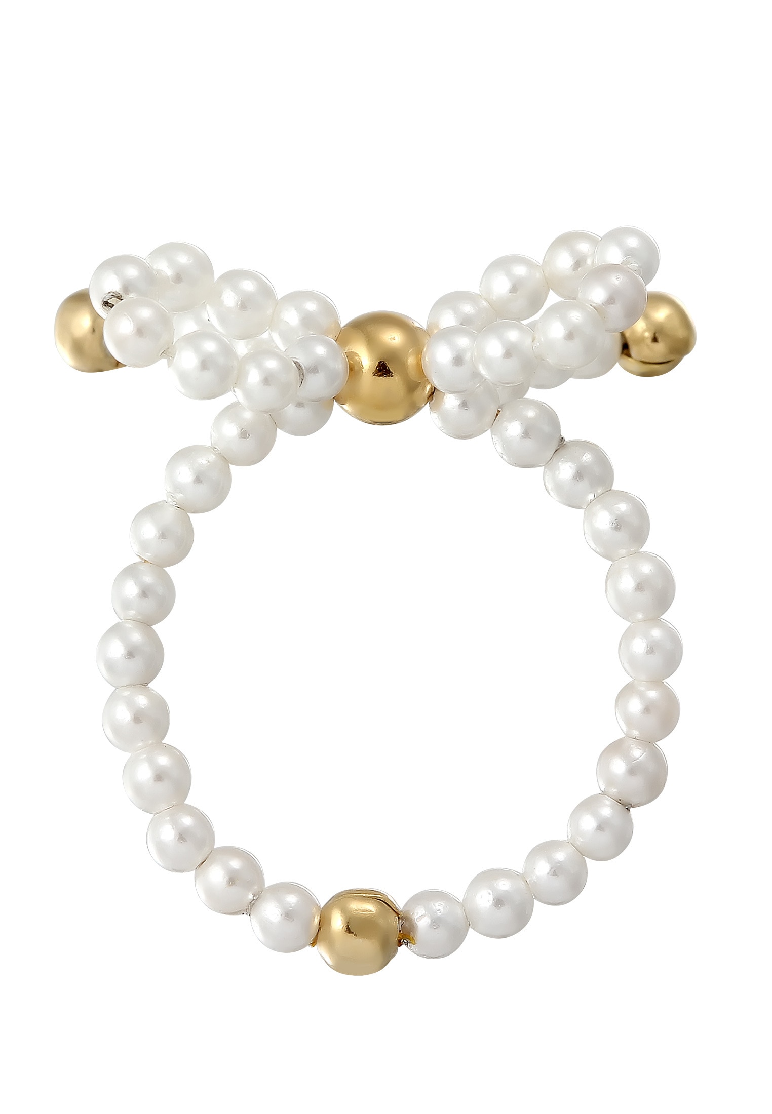 Elli Premium Perlenring »Ring Schleife Muschelkernperle Romantik 925 Silber«