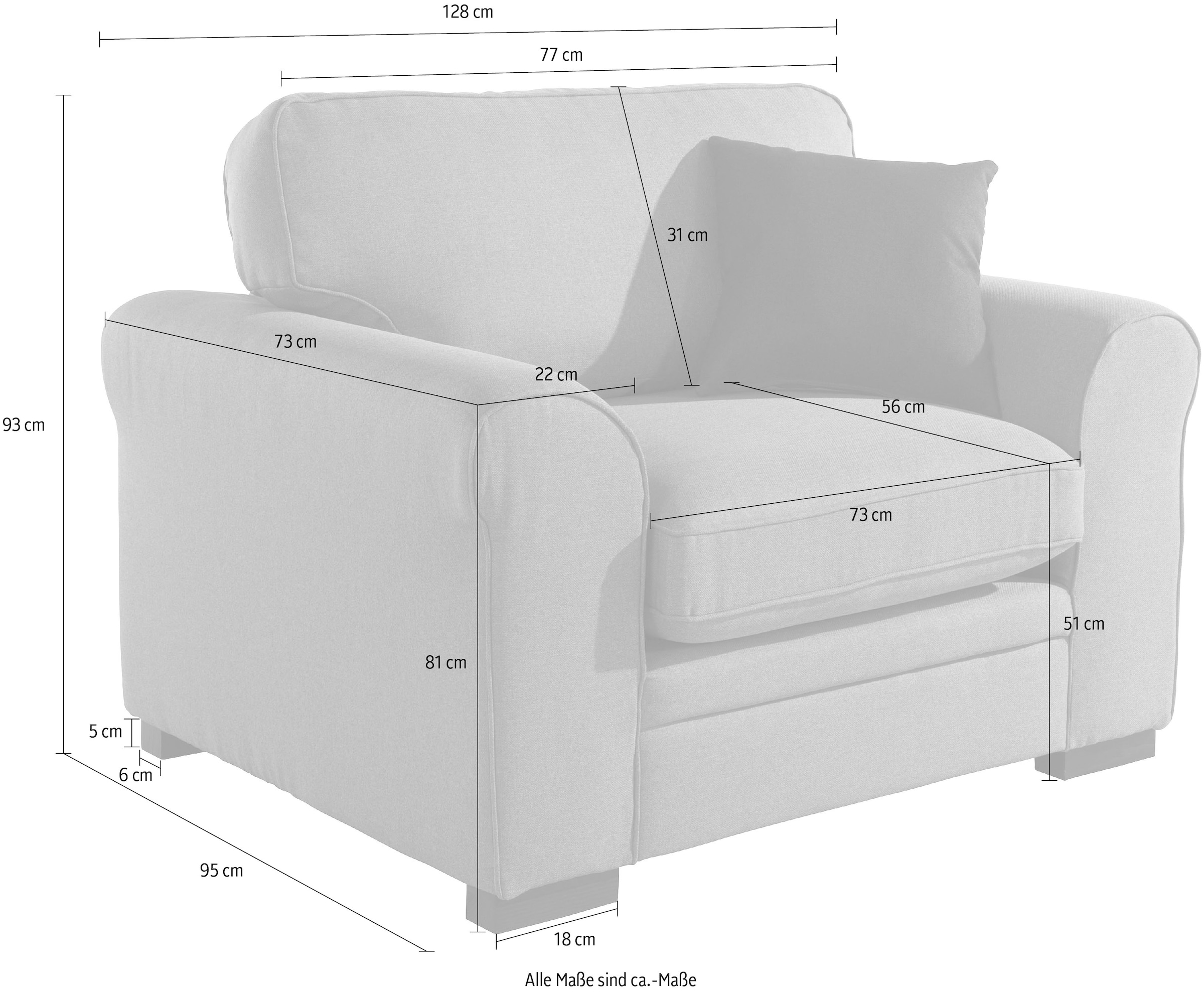 Home affaire Sessel »Broughton« weiche Polsterung, passend zur Serie "Broughton", in 3 Bezugsarten