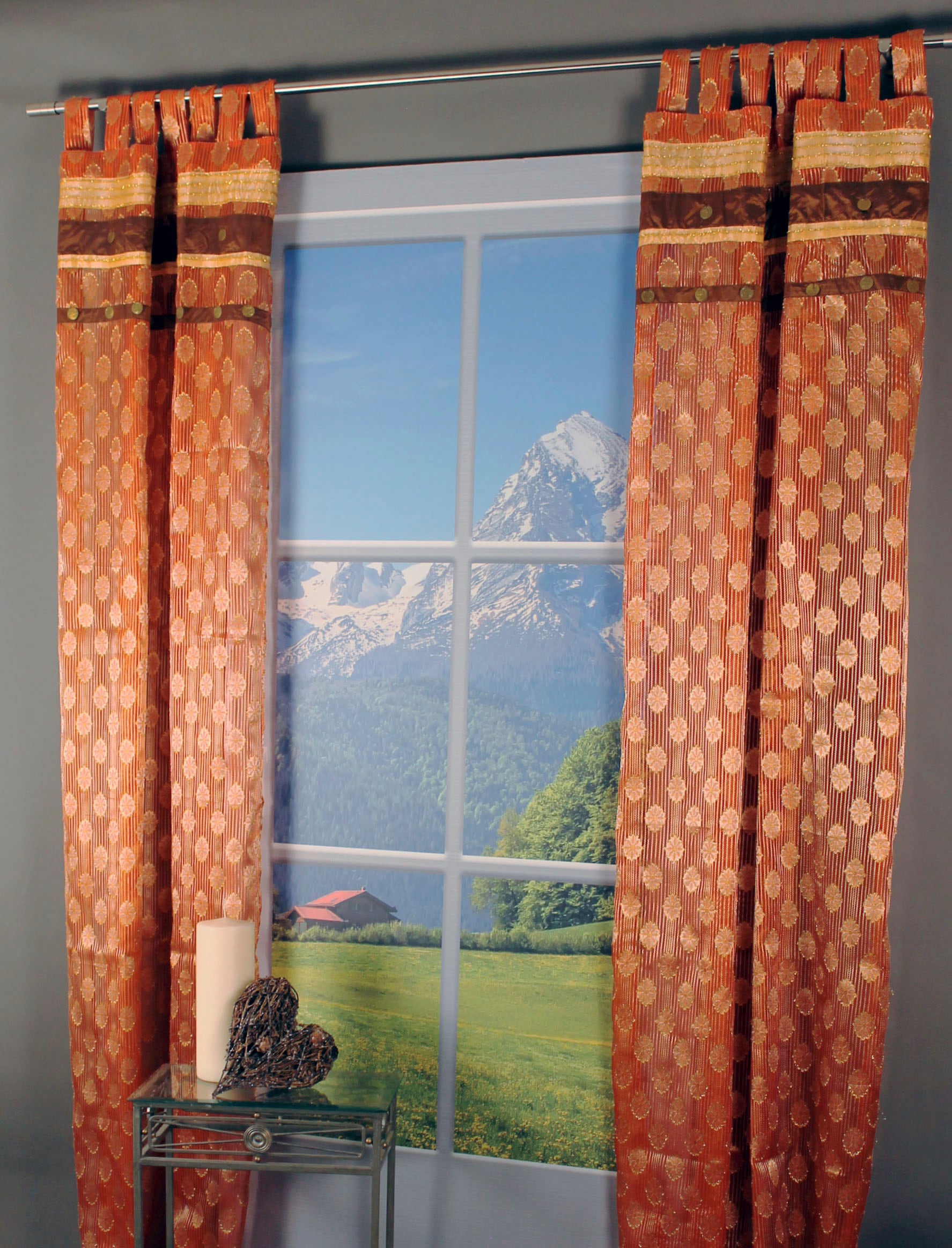 HOSSNER - ART OF HOME DECO Gardine »Arnisee«, (1 St.), Schlaufenschal mit Dekokante