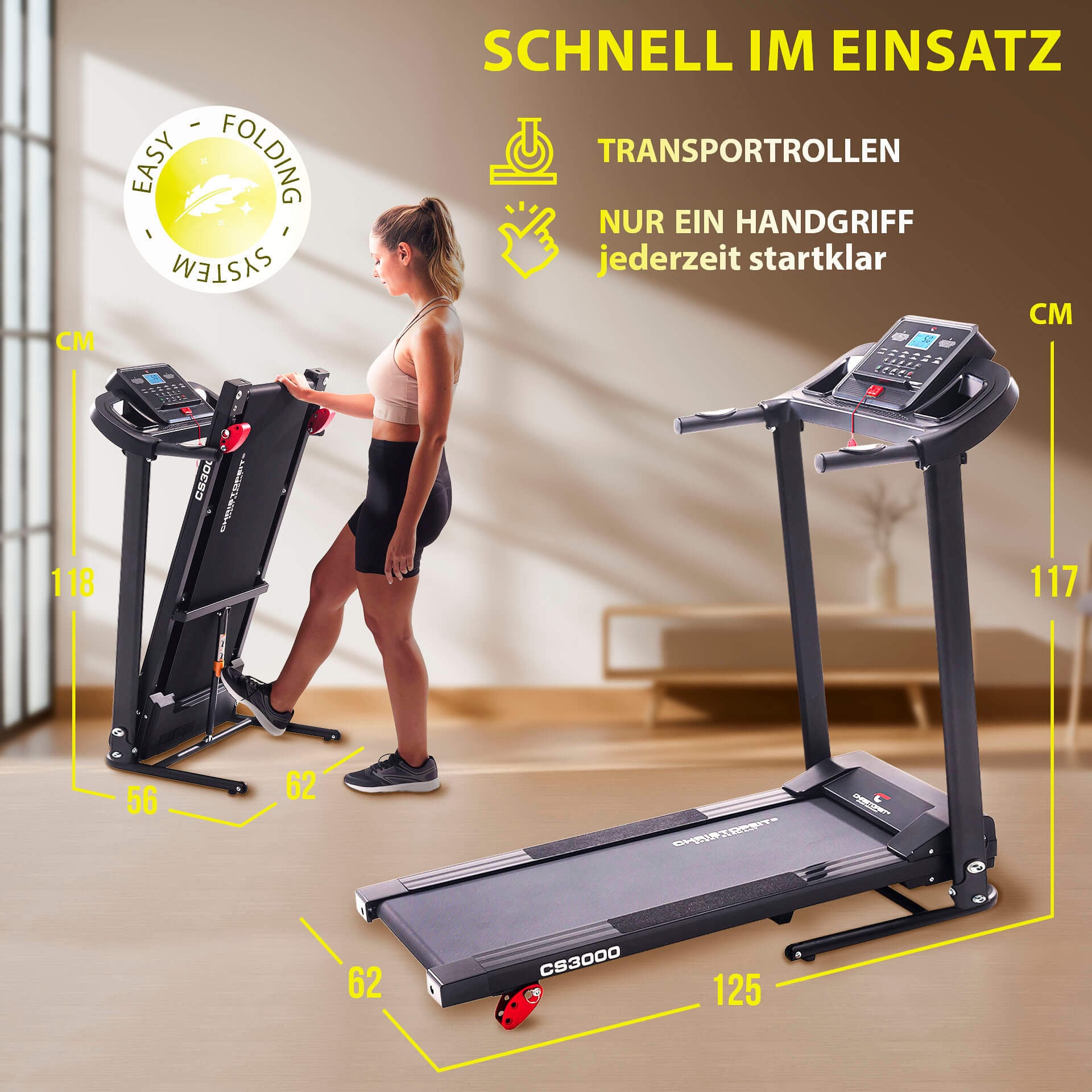 Christopeit Sport® Laufband »CS 3000«, mit integrierten Handpulssensoren und Soft-Drop-Klappsystem