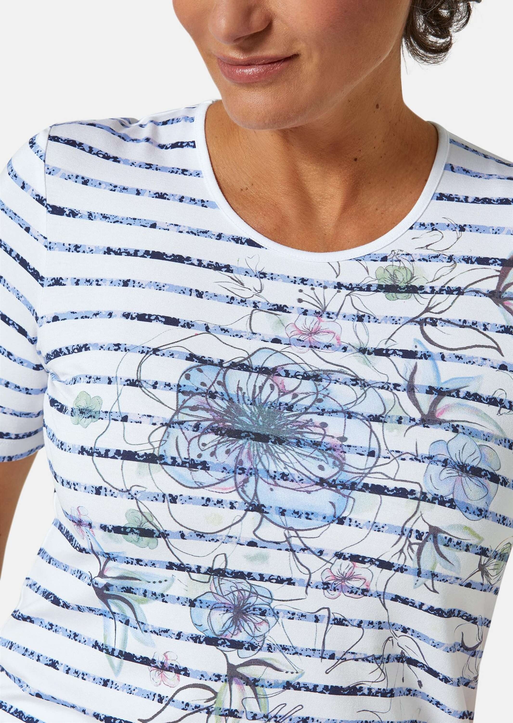 GOLDNER Print-Shirt »Bequemes Druckshirt in Blumen-Ringeloptik«