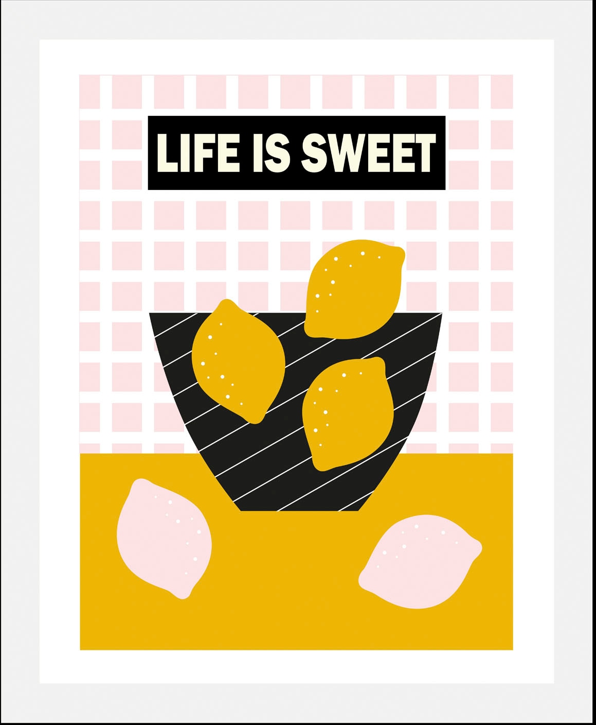 queence Bild »Life is sweet«, Obst-Obst Bilder-Schriftzug-Figuren-Abstrakt, (1 St.), gerahmt