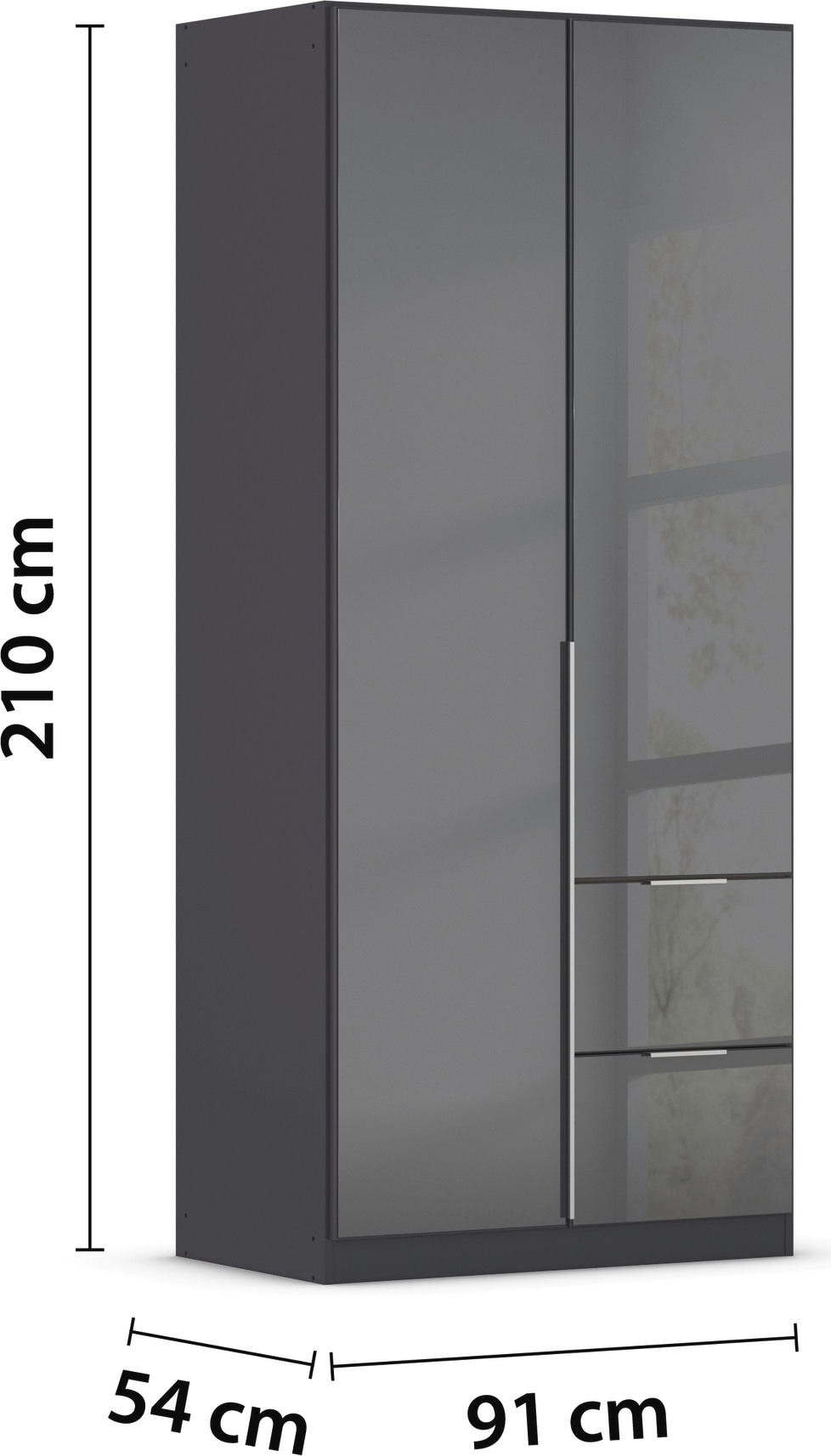 rauch Drehtürenschrank »Kleiderschrank Kleiderschränke Schrank Garderobe AGORDO mit Glasfront«, mit Außenschubkästen, in 6 Breiten und 2 Höhen MADE IN GERMANY
