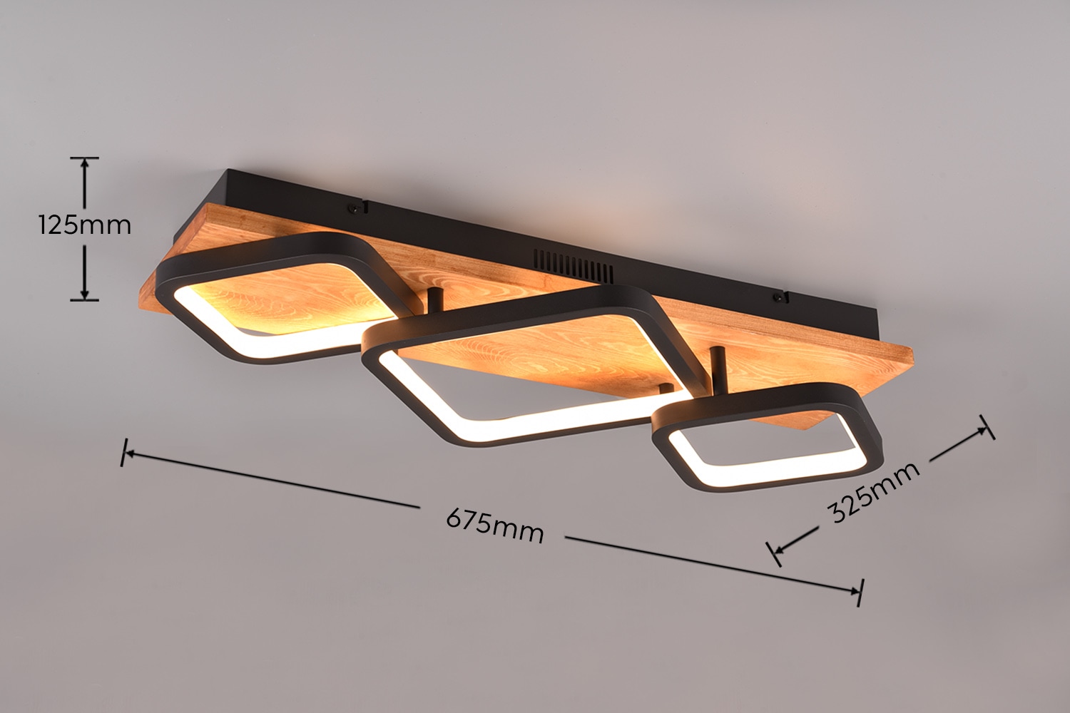 TRIO Leuchten LED Deckenleuchte »RAMA, LED Wandlampe oder Deckenlampe mit 4 Stufen Switch Dimmer«, 1 flammig, Leuchtmittel LED-Board | LED fest integriert, LED warmweiß & 3800 Lumen indirektes Licht Holz Deckenlampe Wohnzimmer