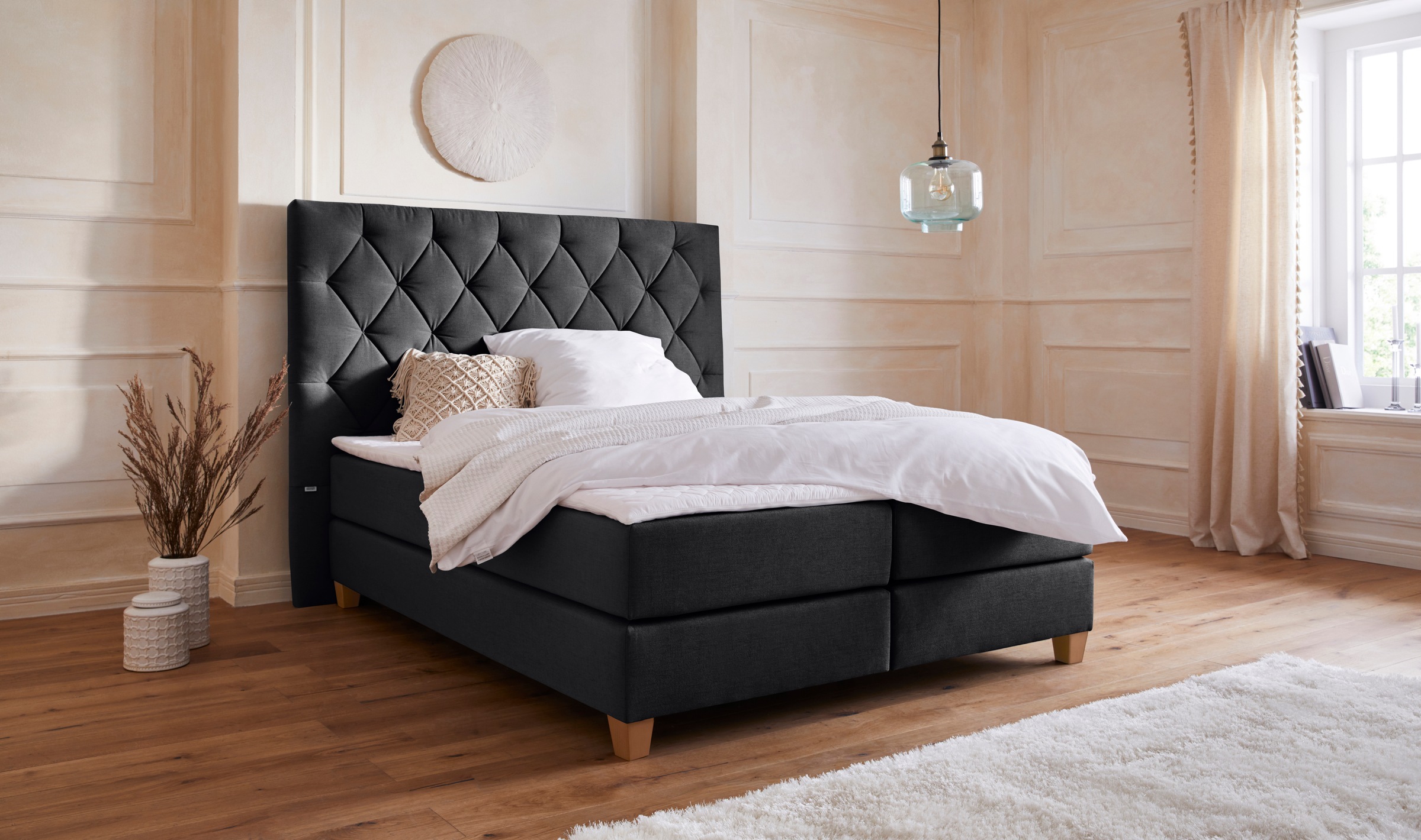 Guido Maria Kretschmer Home&Living Boxspringbett »Harmones hoch«, in 3 Breiten, Härtegrad auch im Mix mit je 1 Matratze in H2 und H3