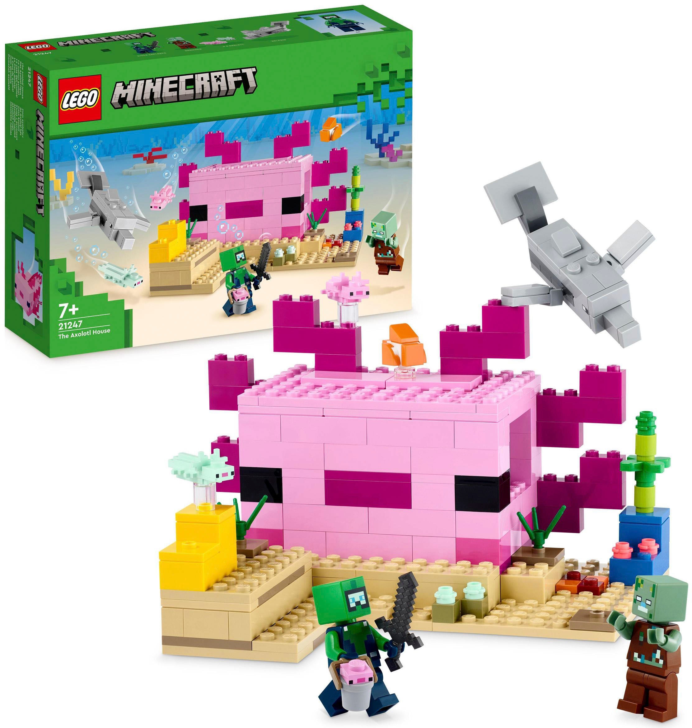 Konstruktionsspielsteine »Das Axolotl-Haus (21247), LEGO® Minecraft«, (242 St.), Made...