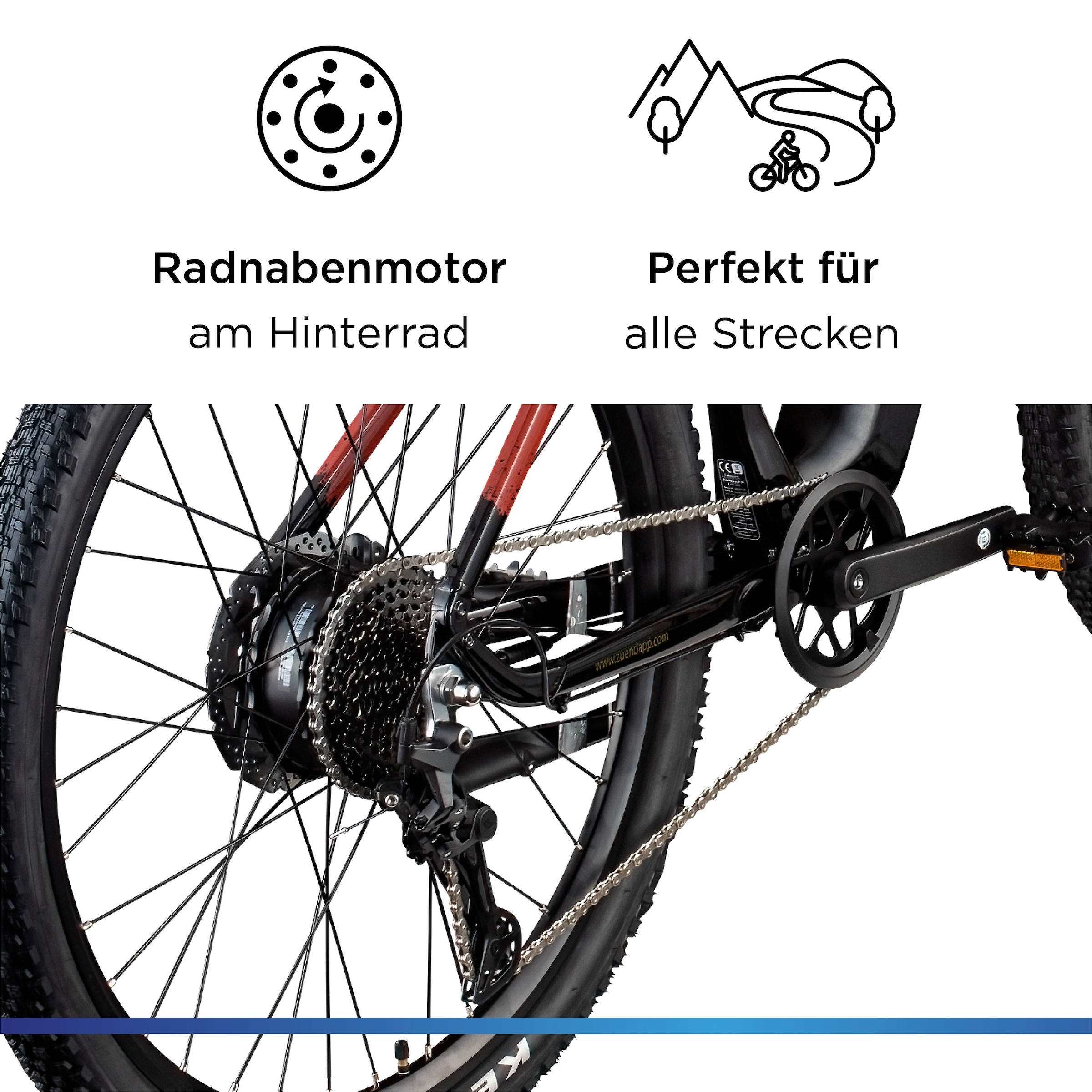 Zündapp »Z808« 10 Gang Shimano Deore RD-T6000 Schaltwerk Kettenschaltung Heckmotor 250 W Pedelec, Elektrofahrrad für Damen und Herren, MTB