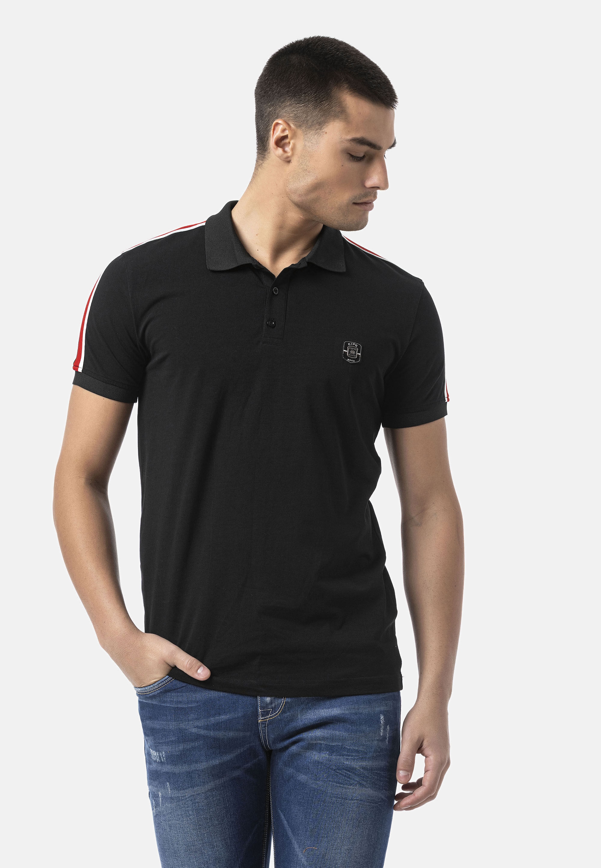 Cipo & Baxx T-Shirt »CT801« eleganten Hemdkragen