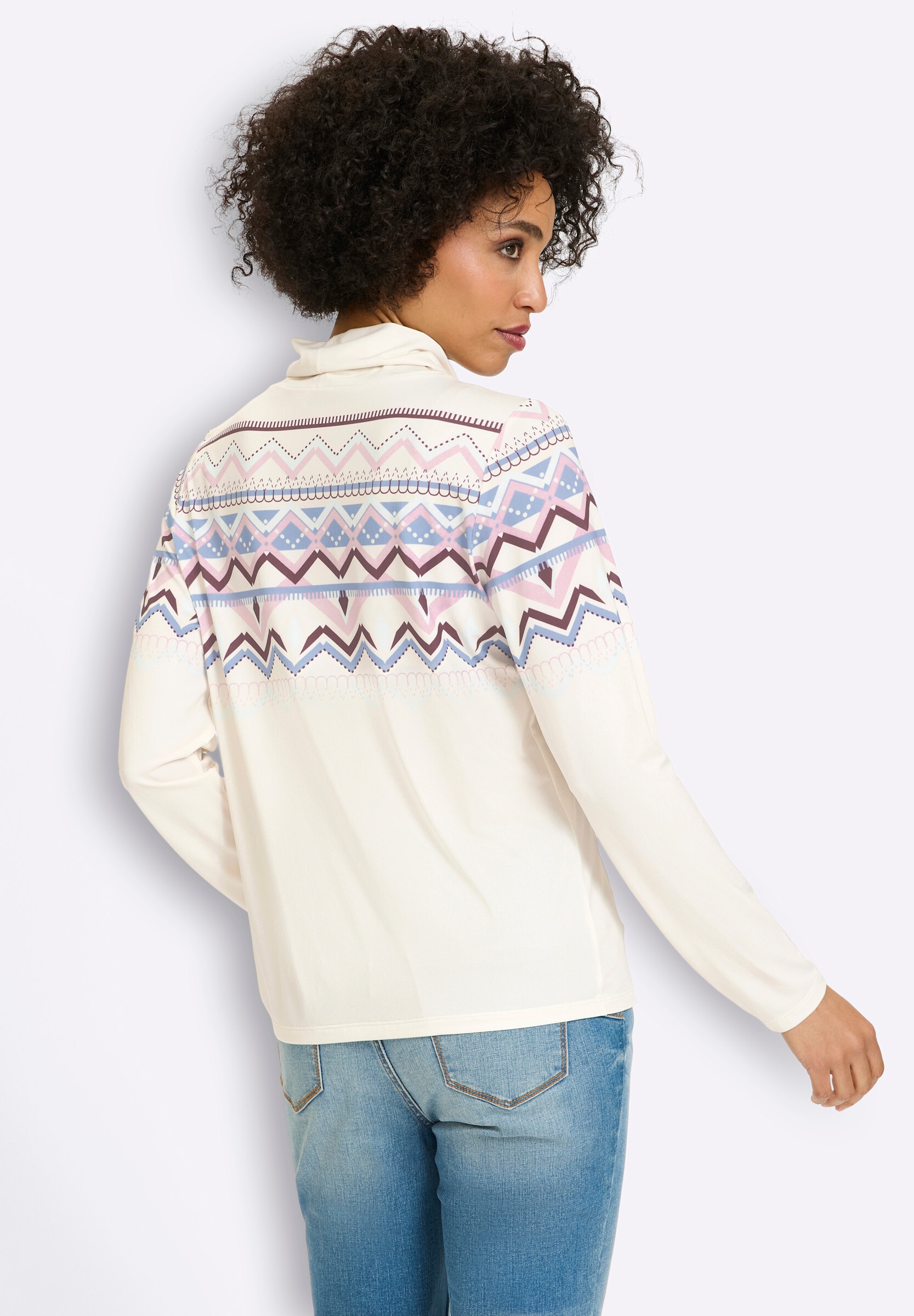 heine T-Shirt »Druck-Shirt Rollkragenshirt mit Norweger-Muster«