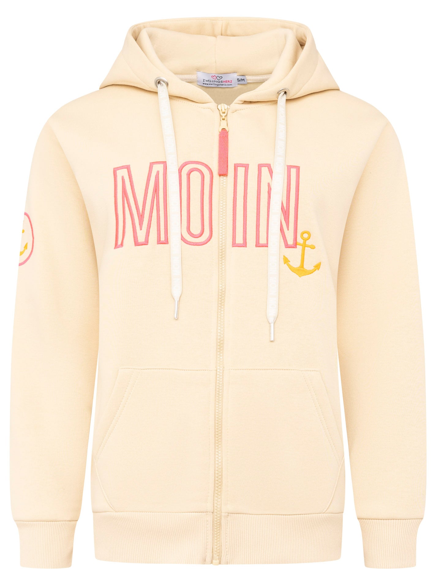 Zwillingsherz Kapuzensweatjacke »"Maritim"« mit gesticktem MOIN und Anker Logo und Reißverschluss