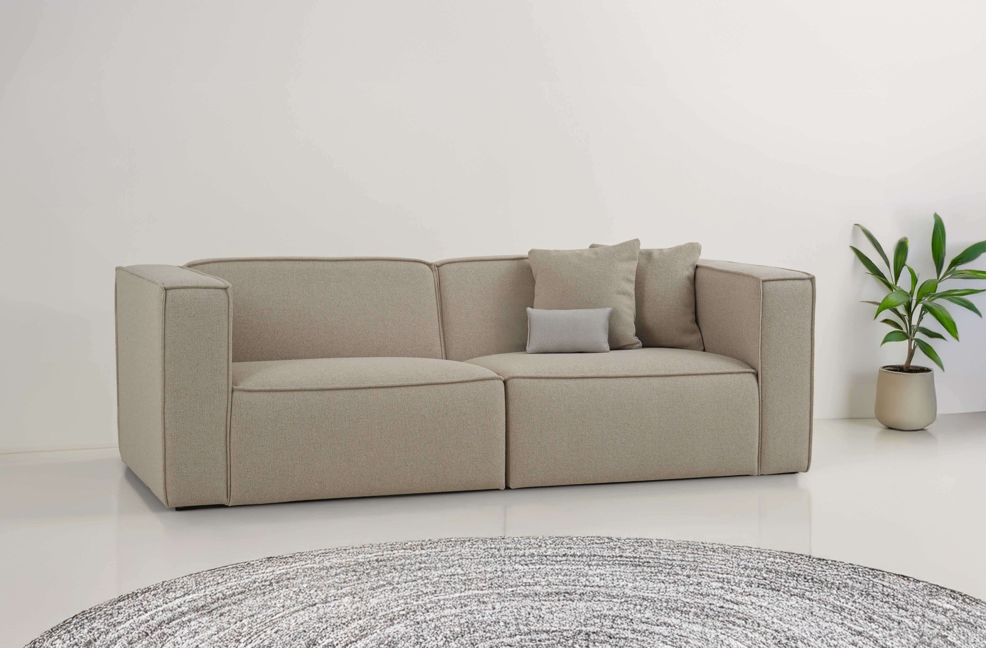 OTTO home 3-Sitzer »Tammie« Breite 222 cm, Webstoff fein, bodentief, mit Wellenunterfederung