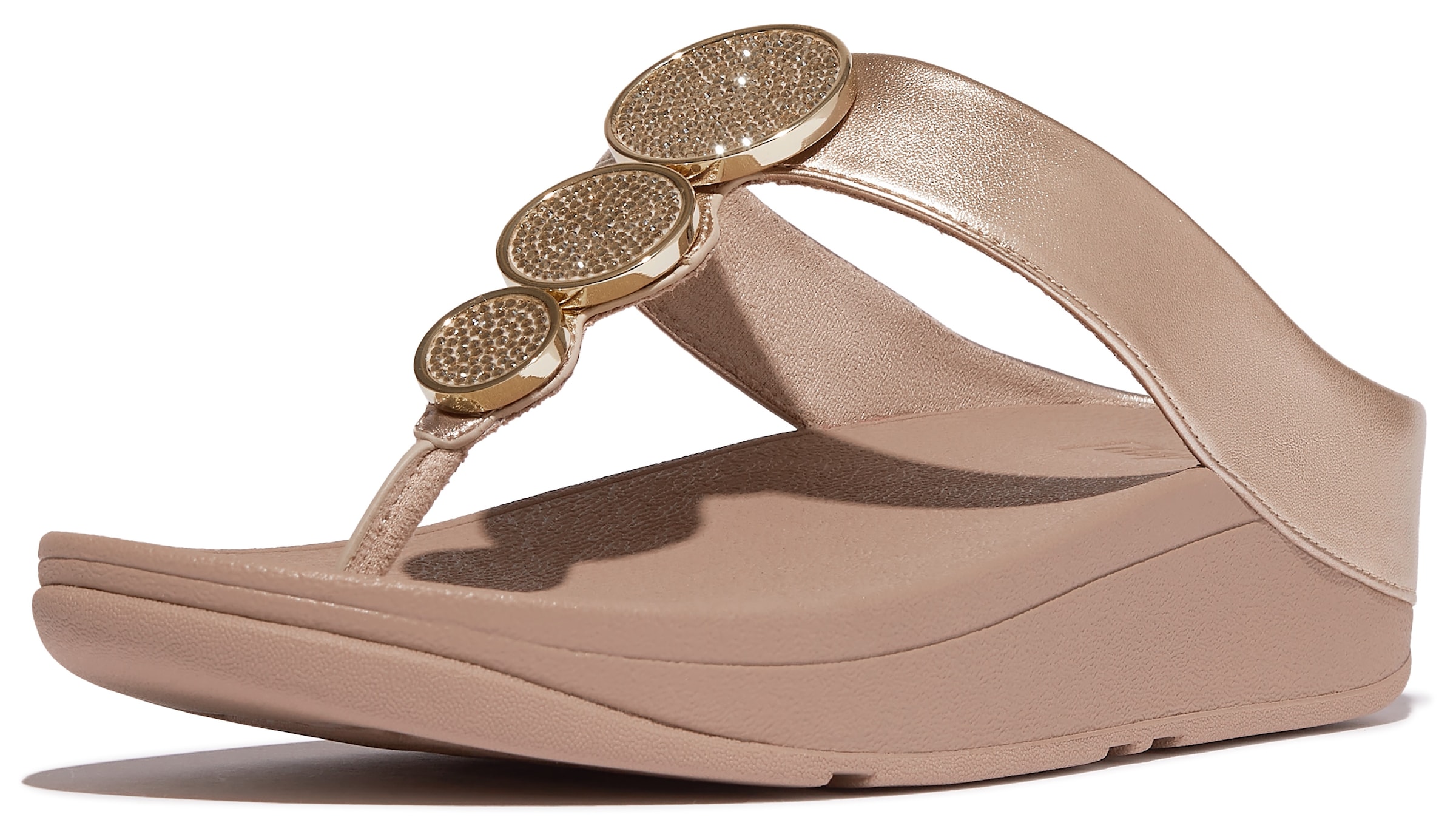 Fitflop Dianette »HALO BEAD-CIRCLE METALLIC TOE-POST SANDALS«, Pool Slides, Pantolette mit dämpfender Zwischensohlentechnologie