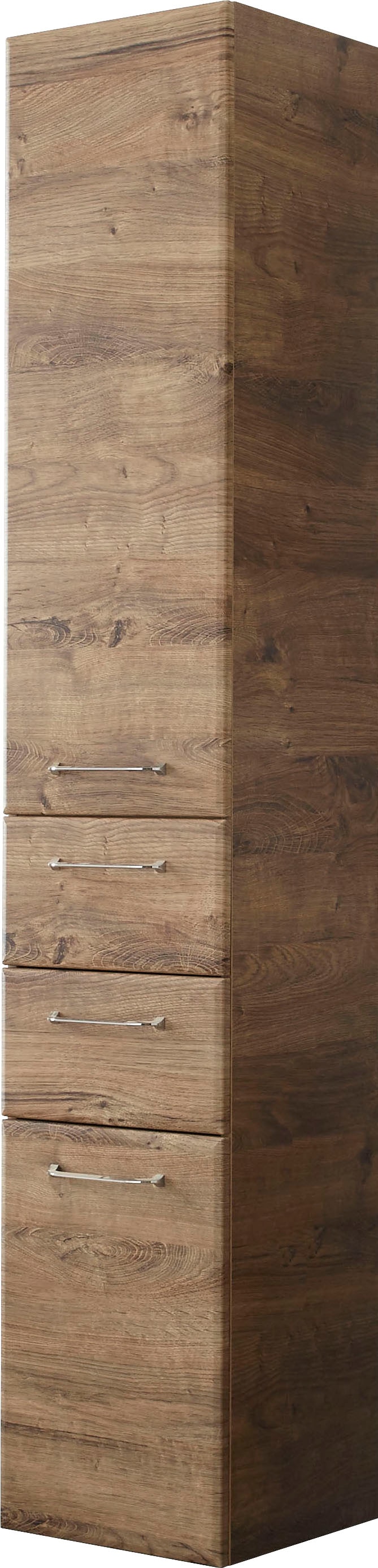 Saphir Hochschrank »Quickset Badschrank 35 cm breit, 2 Türen, 2 Schubladen, 3 Einlegeböden«, Badezimmer-Hochschrank inkl. Türdämpfer, Griffe in Chrom glänzend