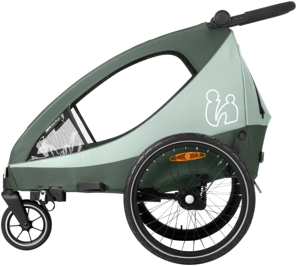 Hauck Fahrradkinderanhänger »2in1 Bike Trailer und Buggy Dryk Duo Plus, dark green«, für 2 Kinder; inklusive Deichsel