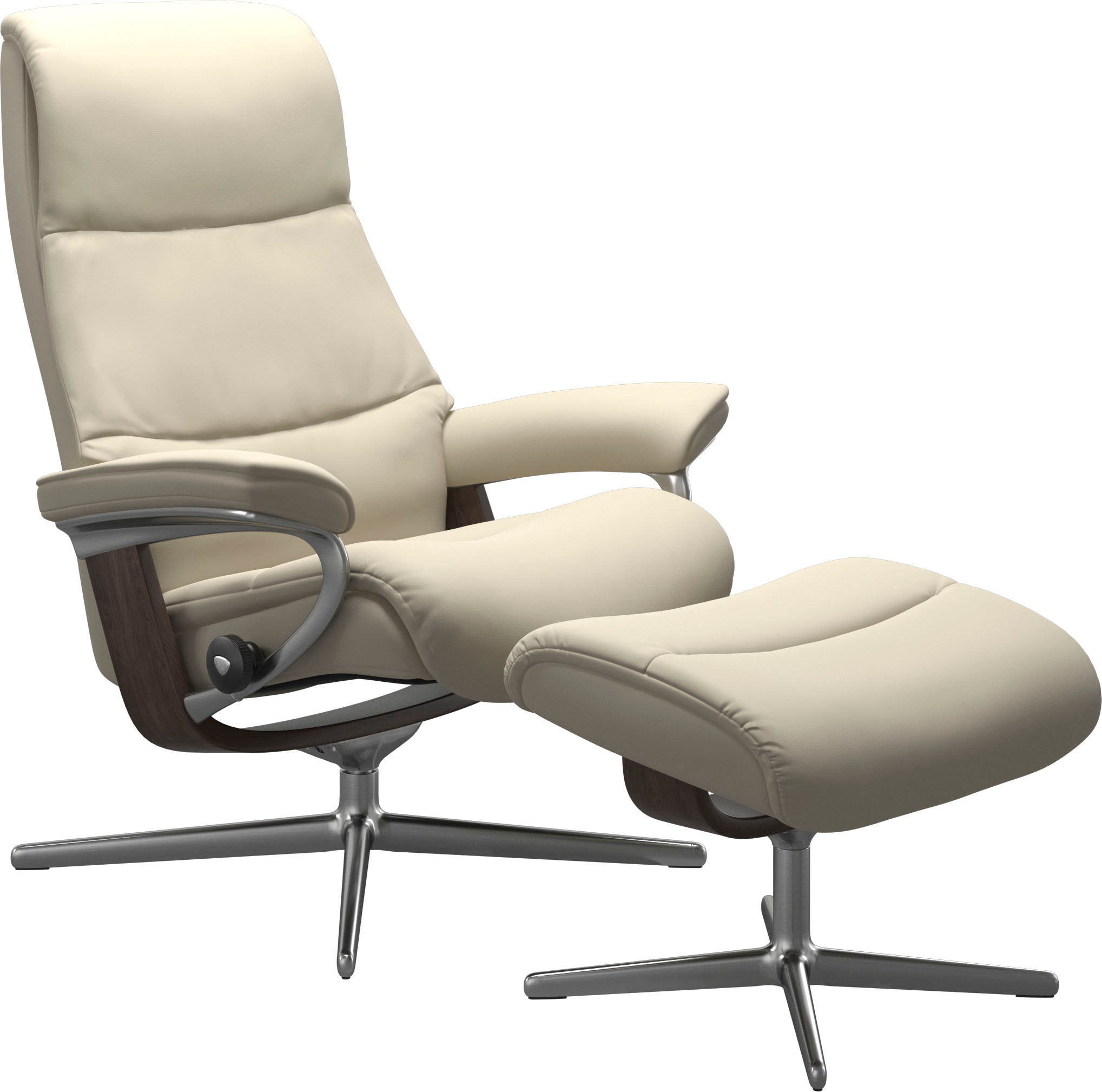 Stressless® Relaxsessel »View« Set, Relaxsessel mit Hocker,  mit Hocker, mit Cross Base, Größe S, M & L, Holzakzent Wenge
