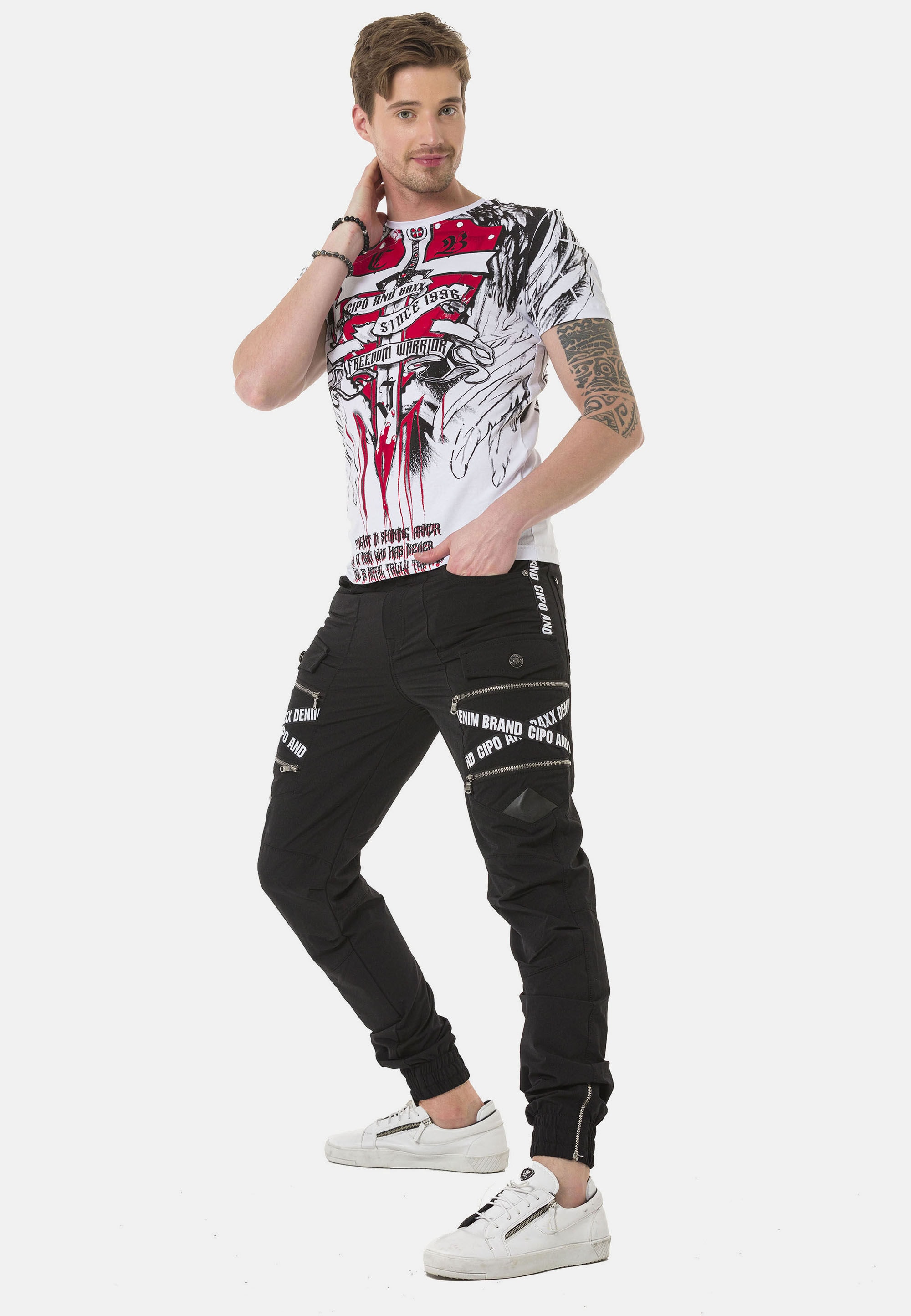 Cipo & Baxx T-Shirt »Cipo & Baxx T-Shirt« mit coolen Prints, Vorder- und Rückseite