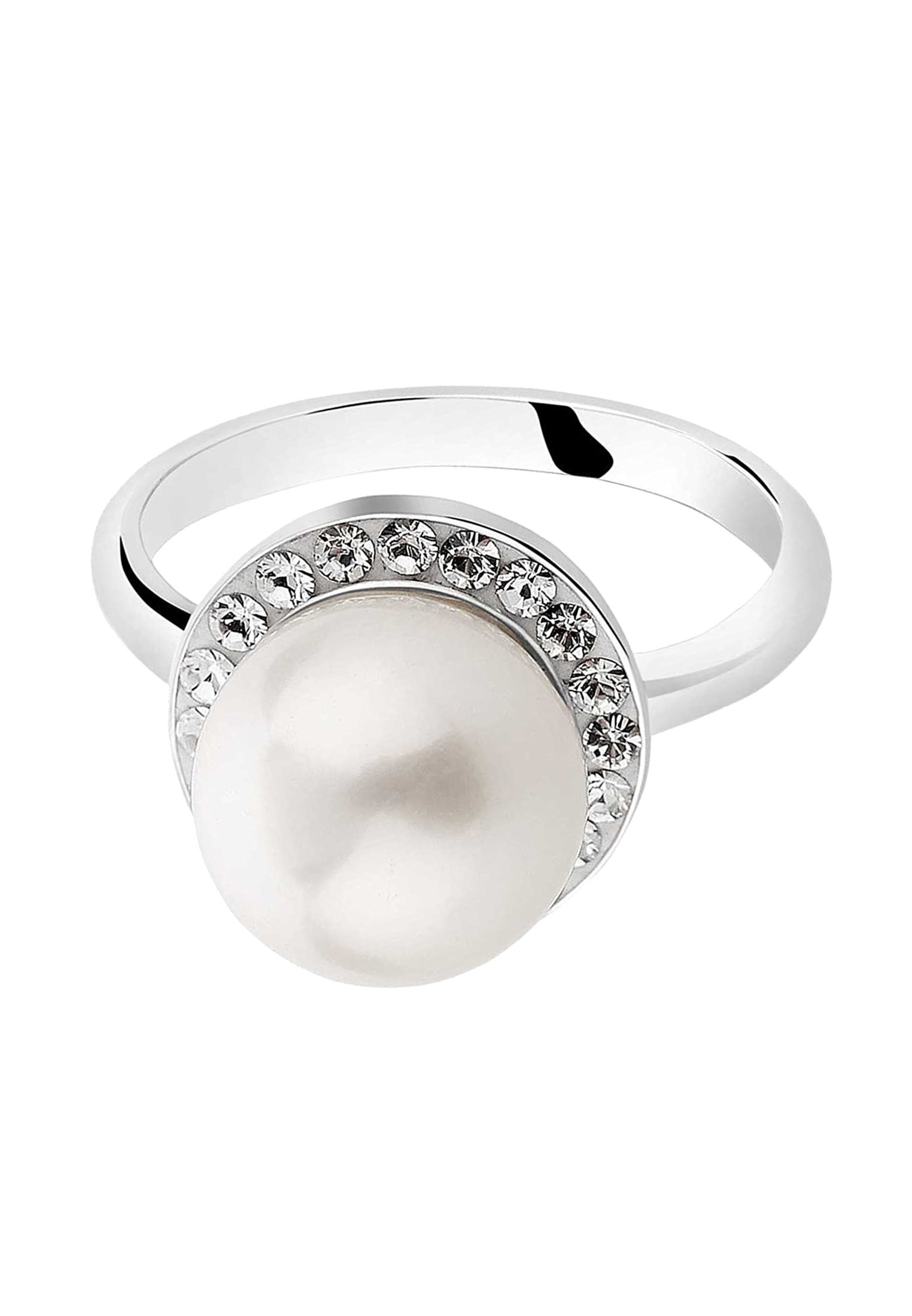 Nenalina Perlenring »Ring Muschelkern-Perle Kristalle 925 Silber«