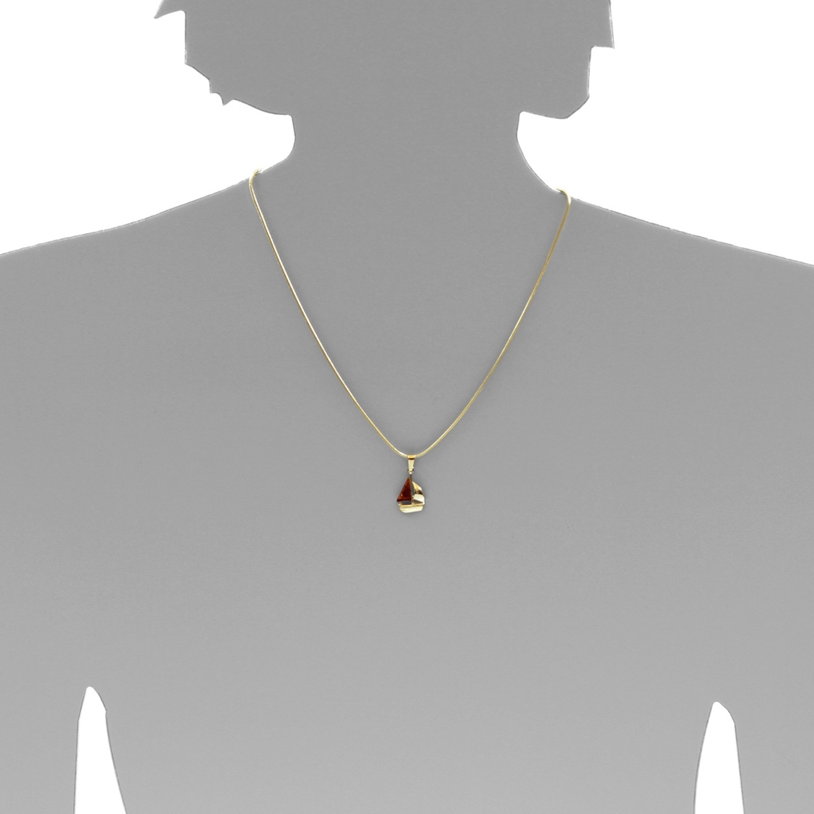 OSTSEE-SCHMUCK Kettenanhänger »- Schiffchen - Gold 333/000 - Bernstein«
