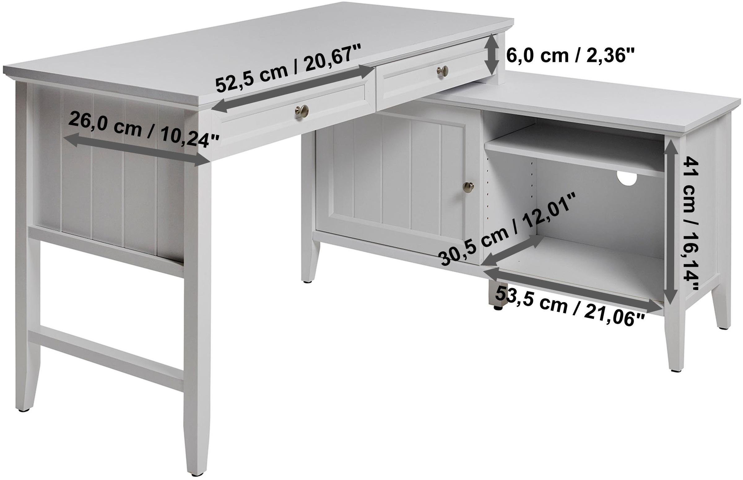 Jahnke Eckschreibtisch »CLASSIC C 145 E«, wechselseitig montierbar, mit Schiebetür, Schenkelmaß 144,9 x 120 cm