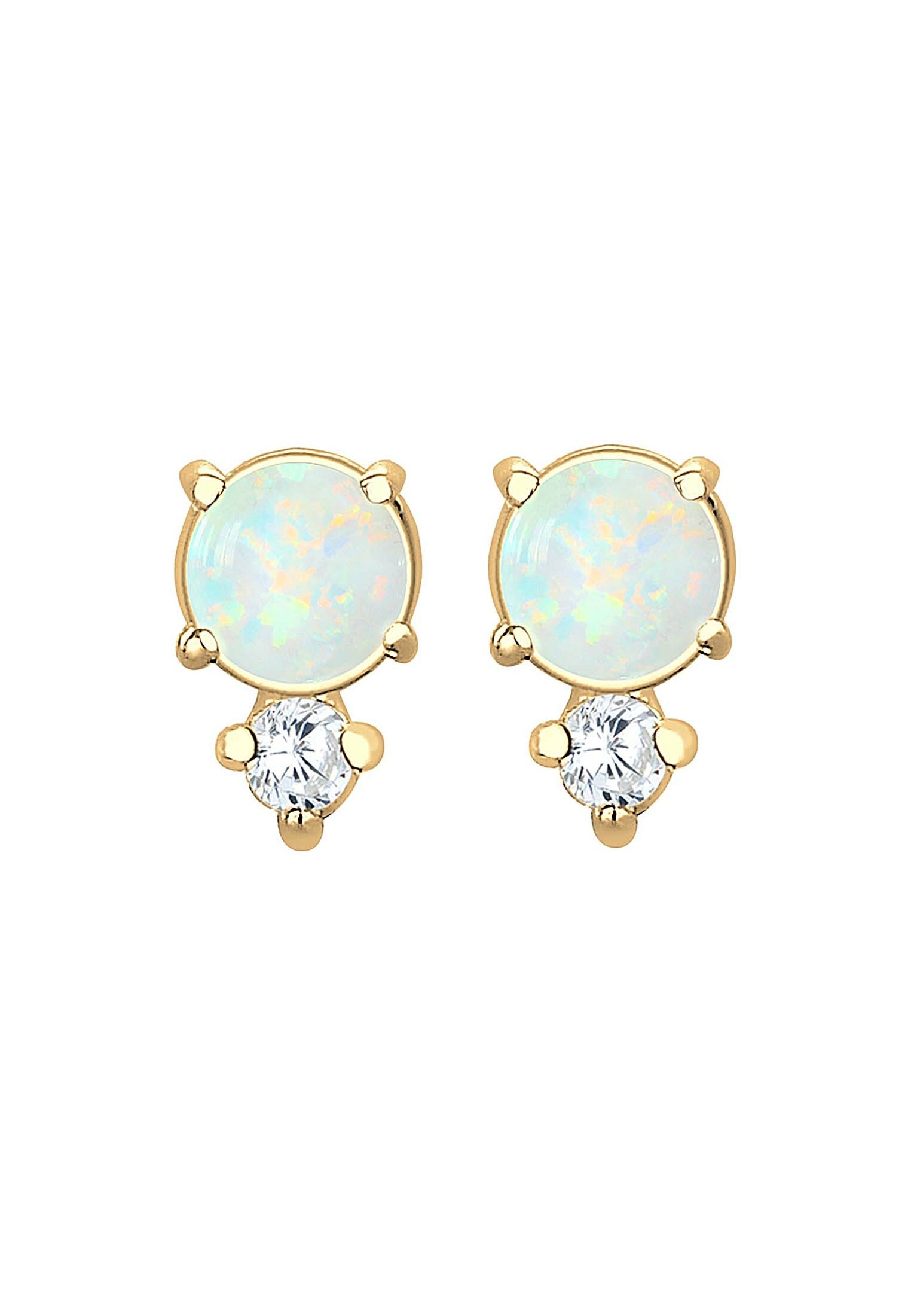 Elli Paar Ohrstecker »Ohrringe Opal Rund und Zirkonia 925 Silber«